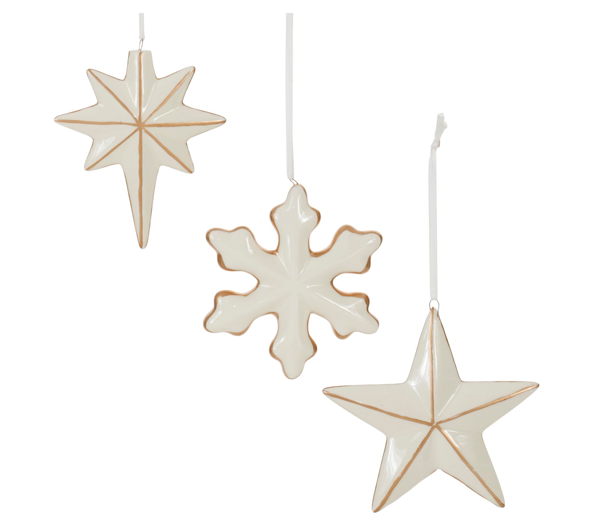 Melrose Ceramic Star and Snowflake Ornament (Set of 6)