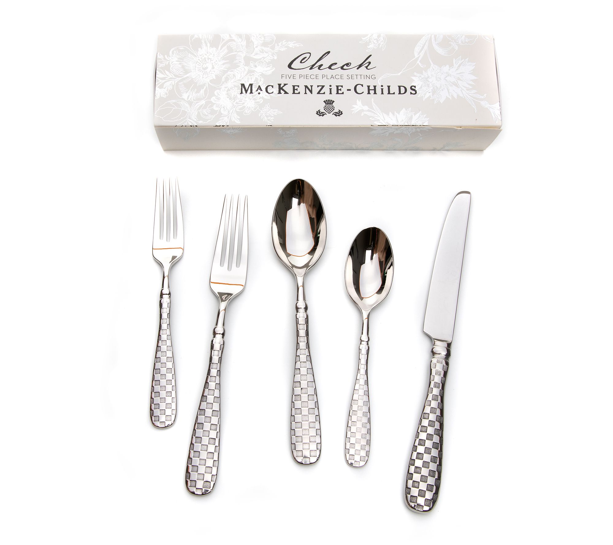 MacKenzie-Childs Check Flatware 5-Piece PlaceSetting - QVC.com