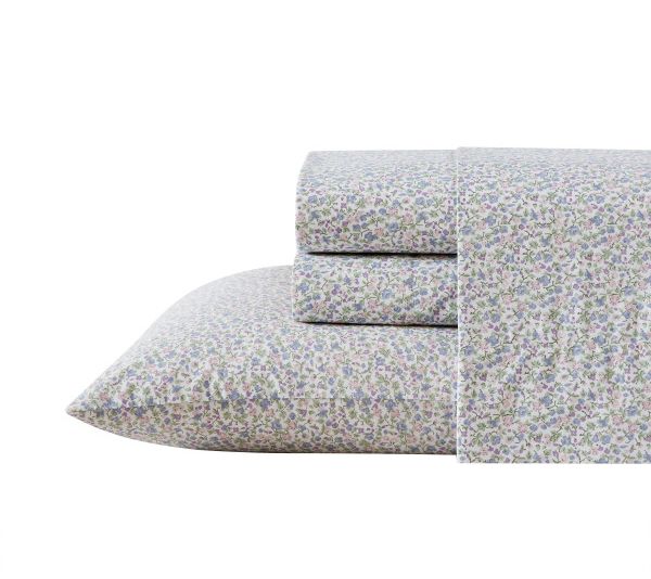 Laura Ashley Em ogene Purple Co tton Queen Shee t Set