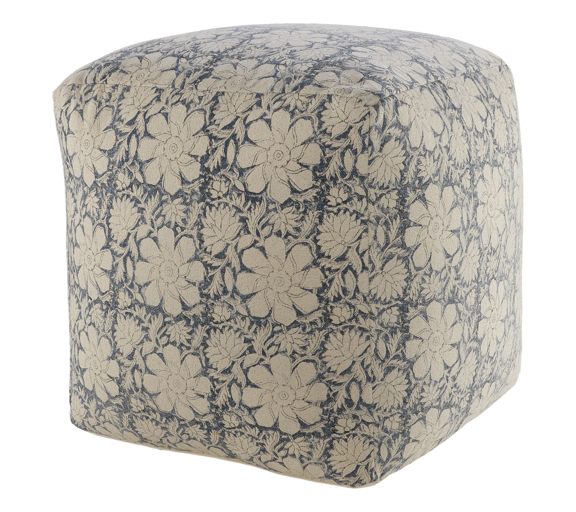 Ox Bay Floral Hand-Made Organic Cotton Pouf Ottoman
