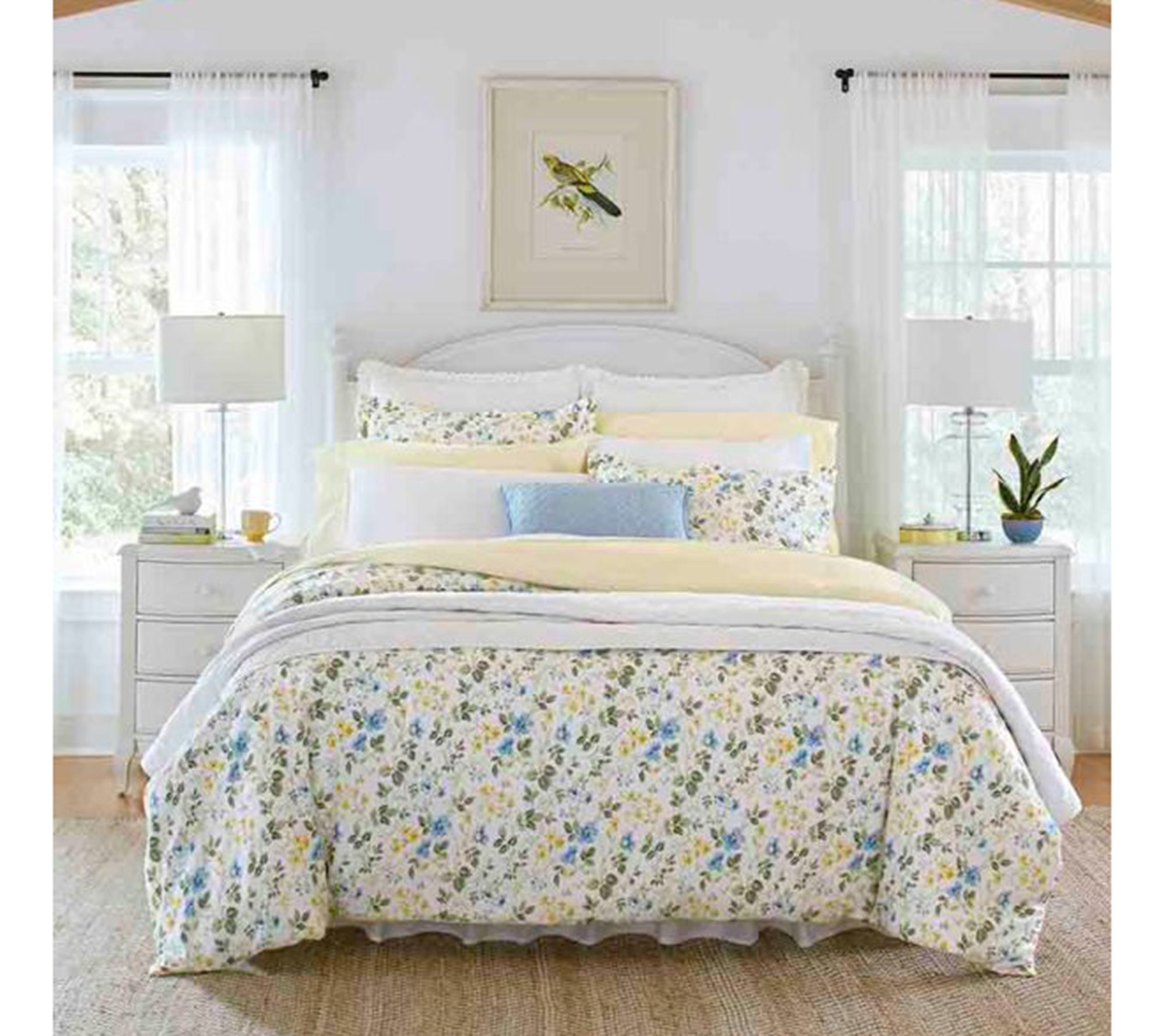 Laura Ashley Me adow Floral - B lue King Duvet Cover Set