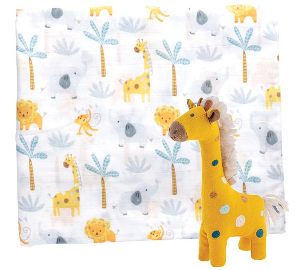 Stephen Joseph Muslin Blanket and Stuffed Animal