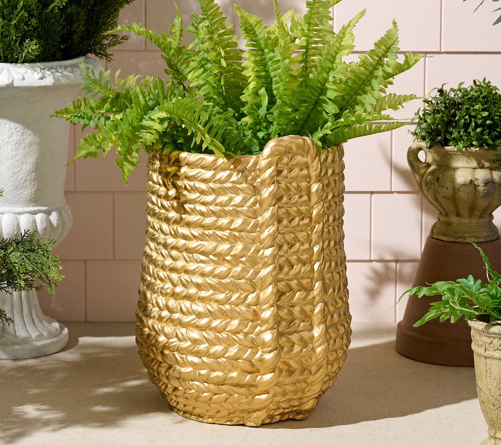 15" Decorative Indoor/Outdoor Basket-Style Planter by Kim Gravel