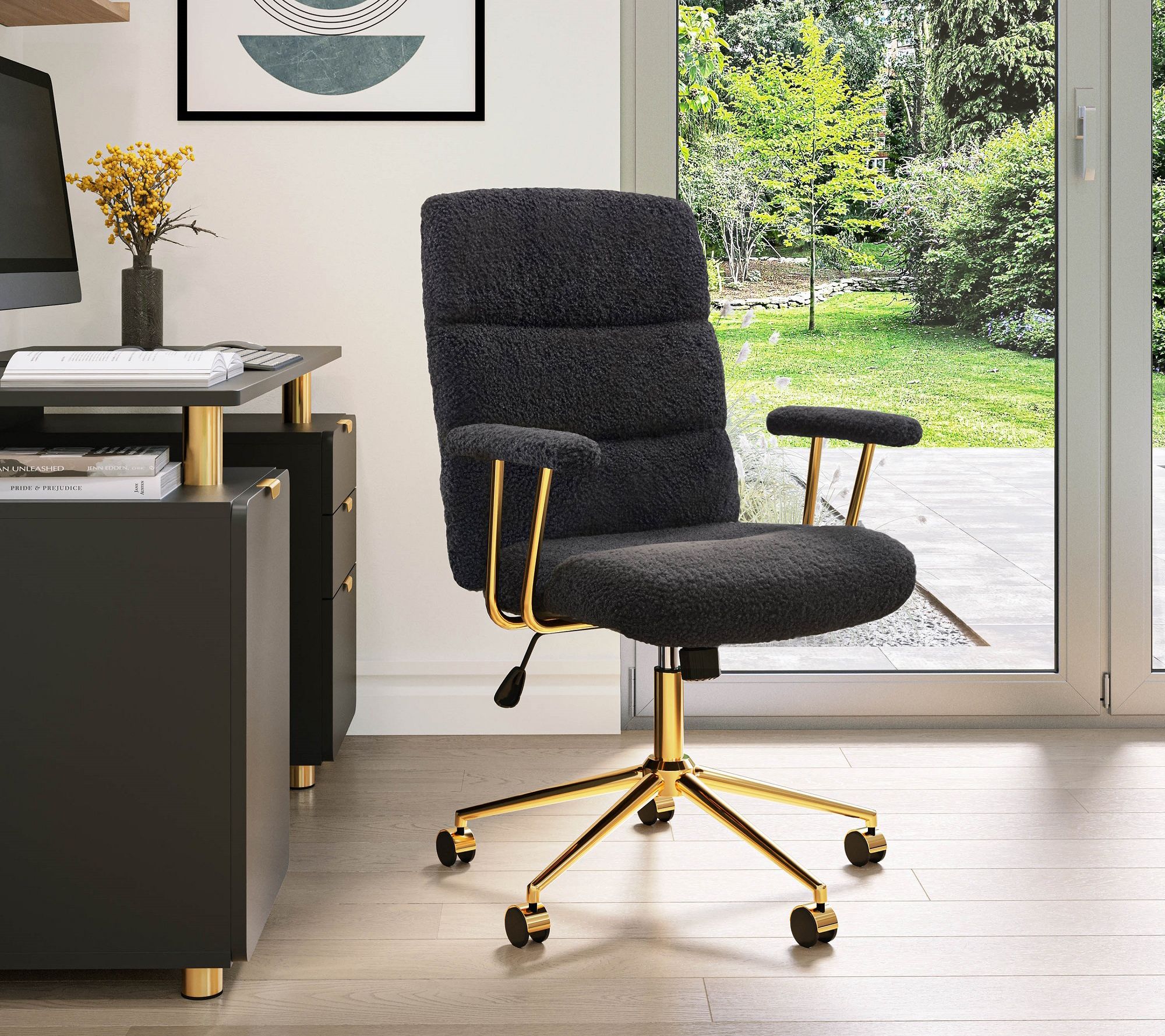 Techni Mobili Elegant Adjustable Textured Boucle Office Chair
