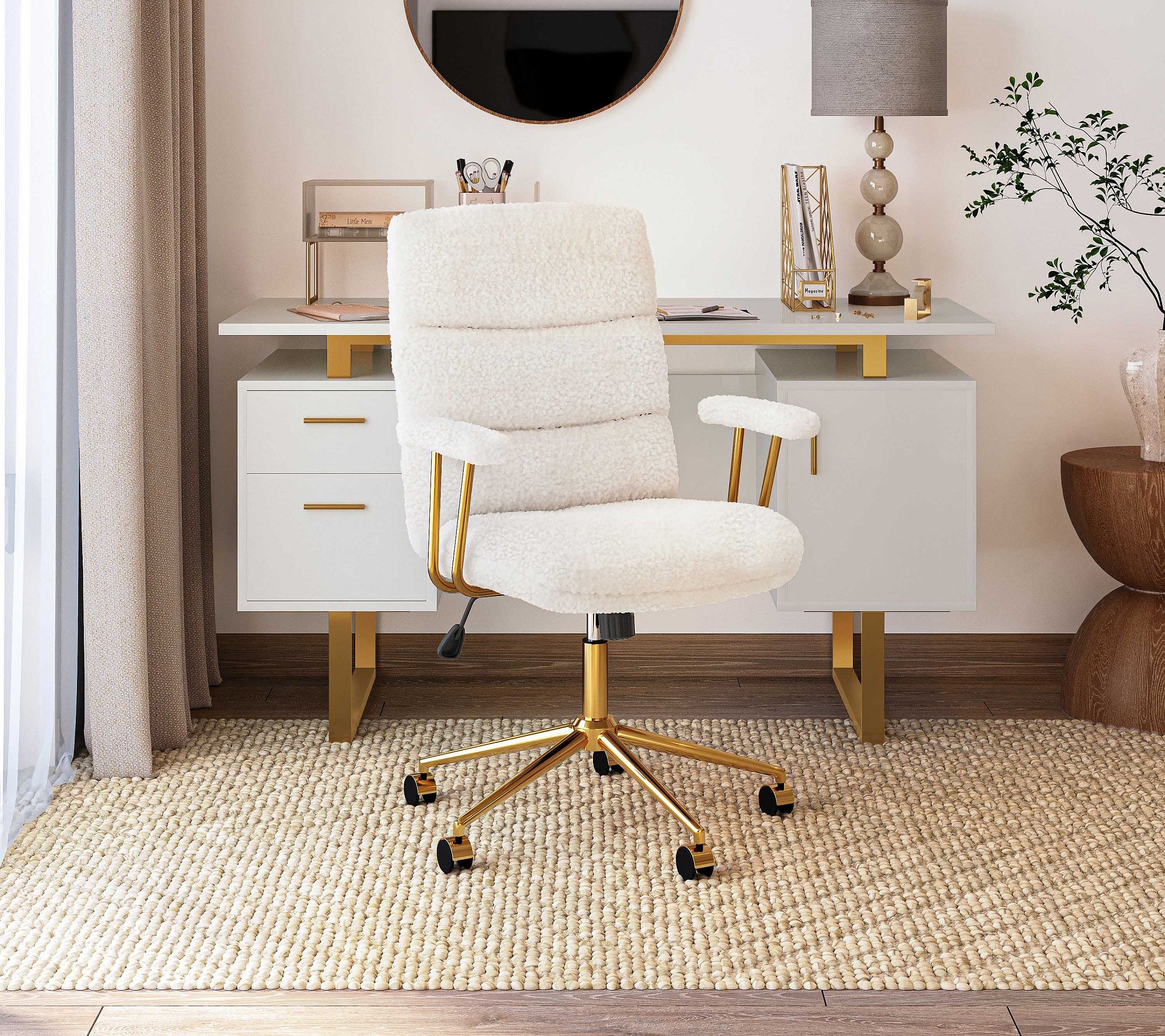 Techni Mobili Elegant Adjustable Textured Boucle Office Chair