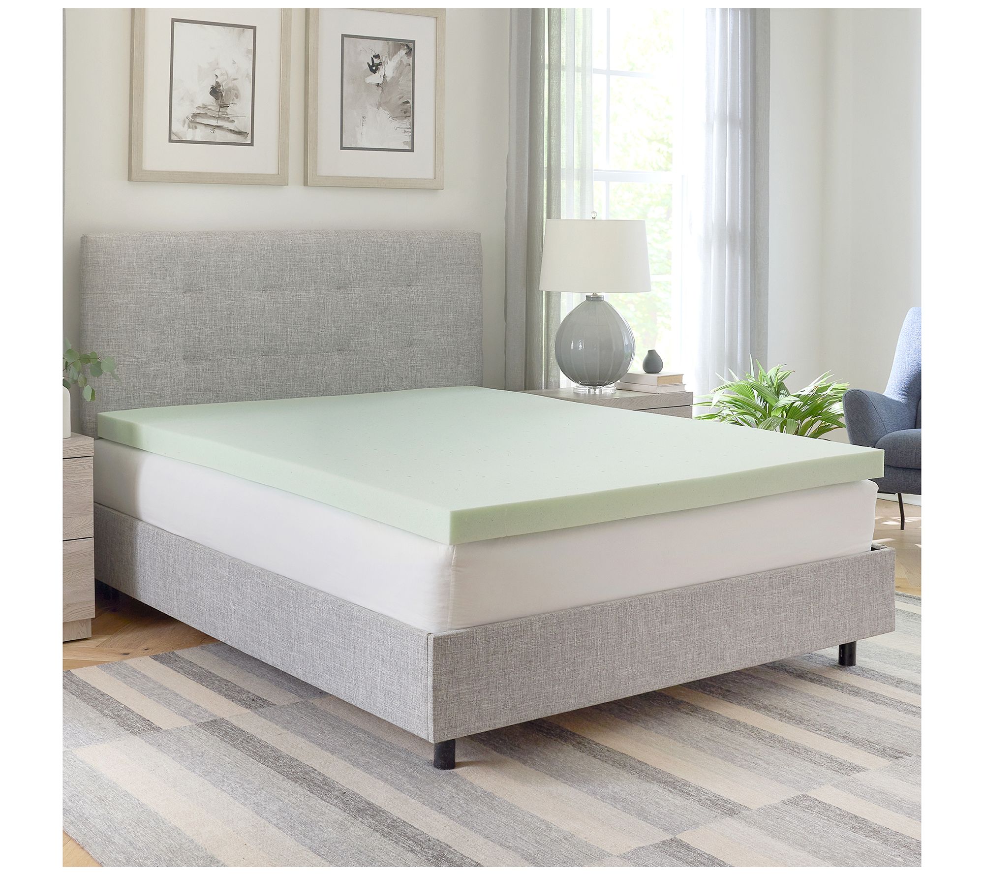 Bodipedic 3" Green Tea Memory Foam Mattress Topper, Full