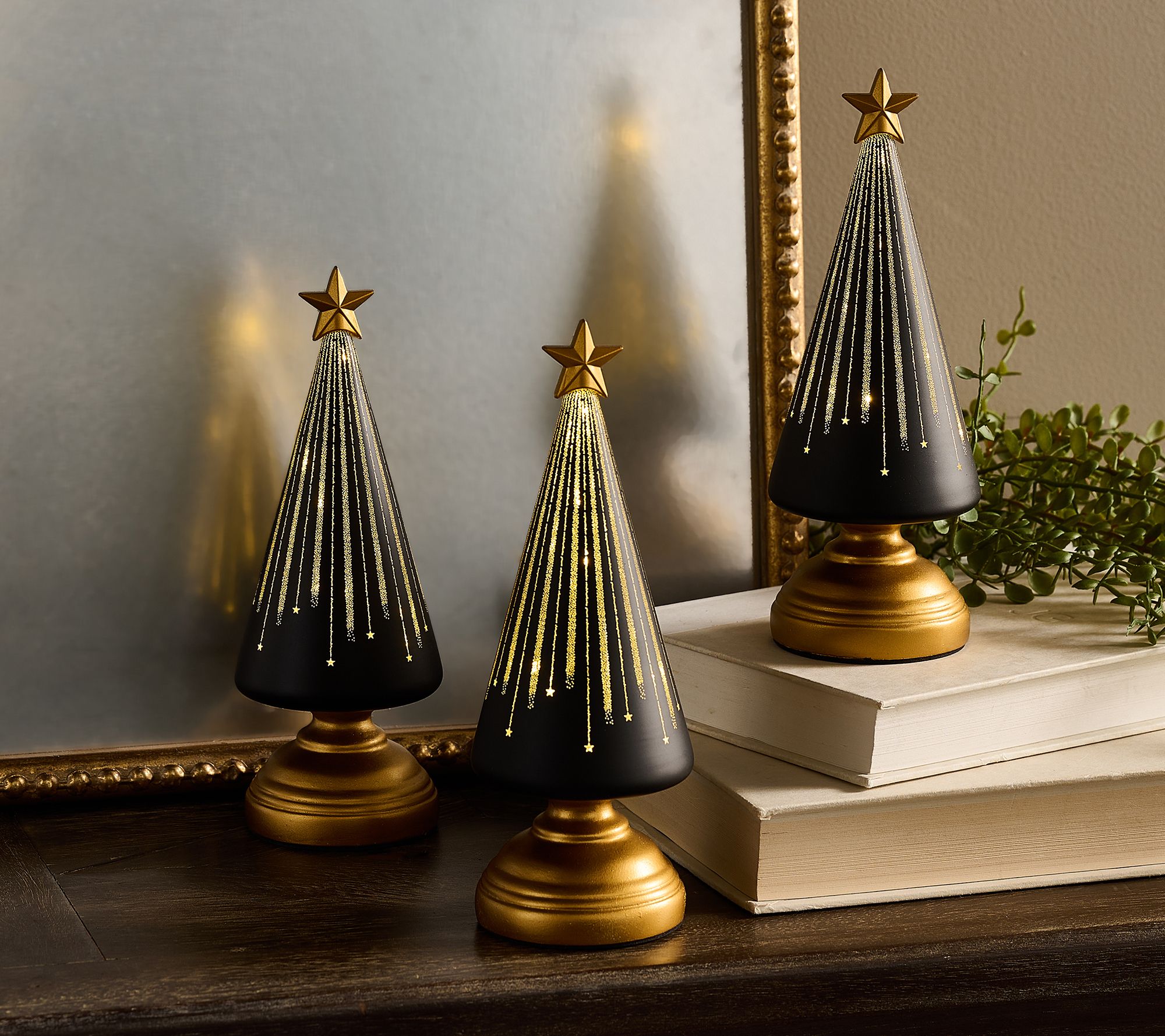 "As Is" Set of 3 7.5" Starry Night Trees with Sheer Bags by Valerie