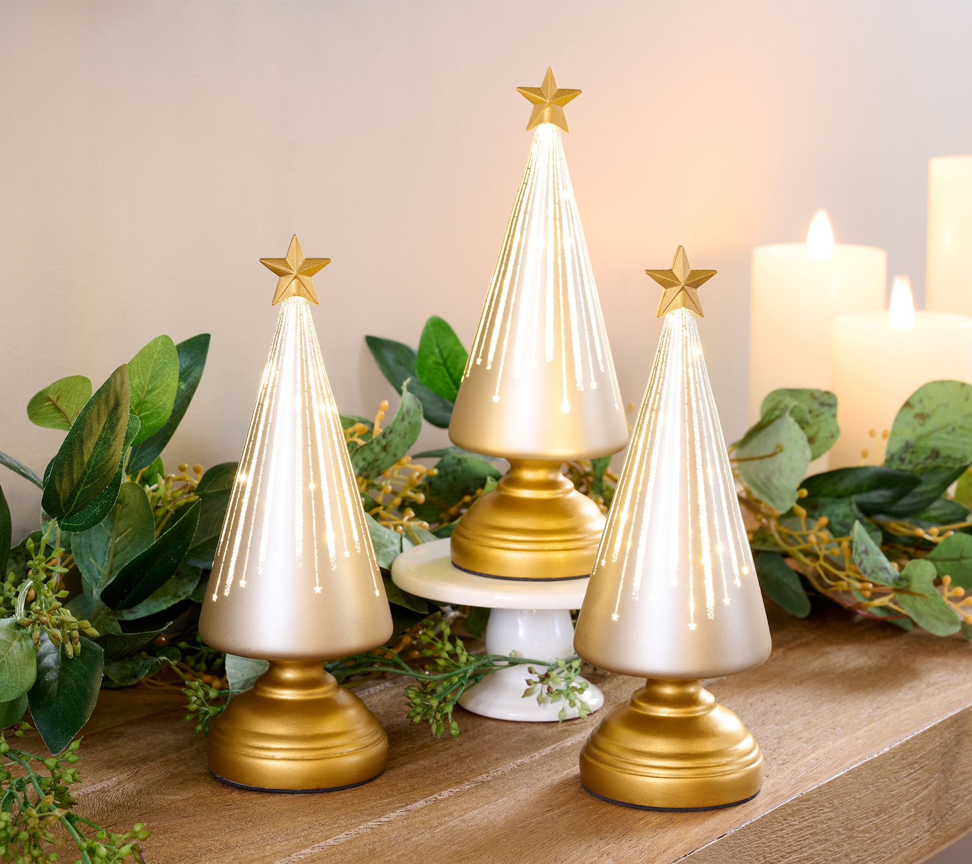 "As Is" Set of 3 7.5" Starry Night Trees with Sheer Bags by Valerie