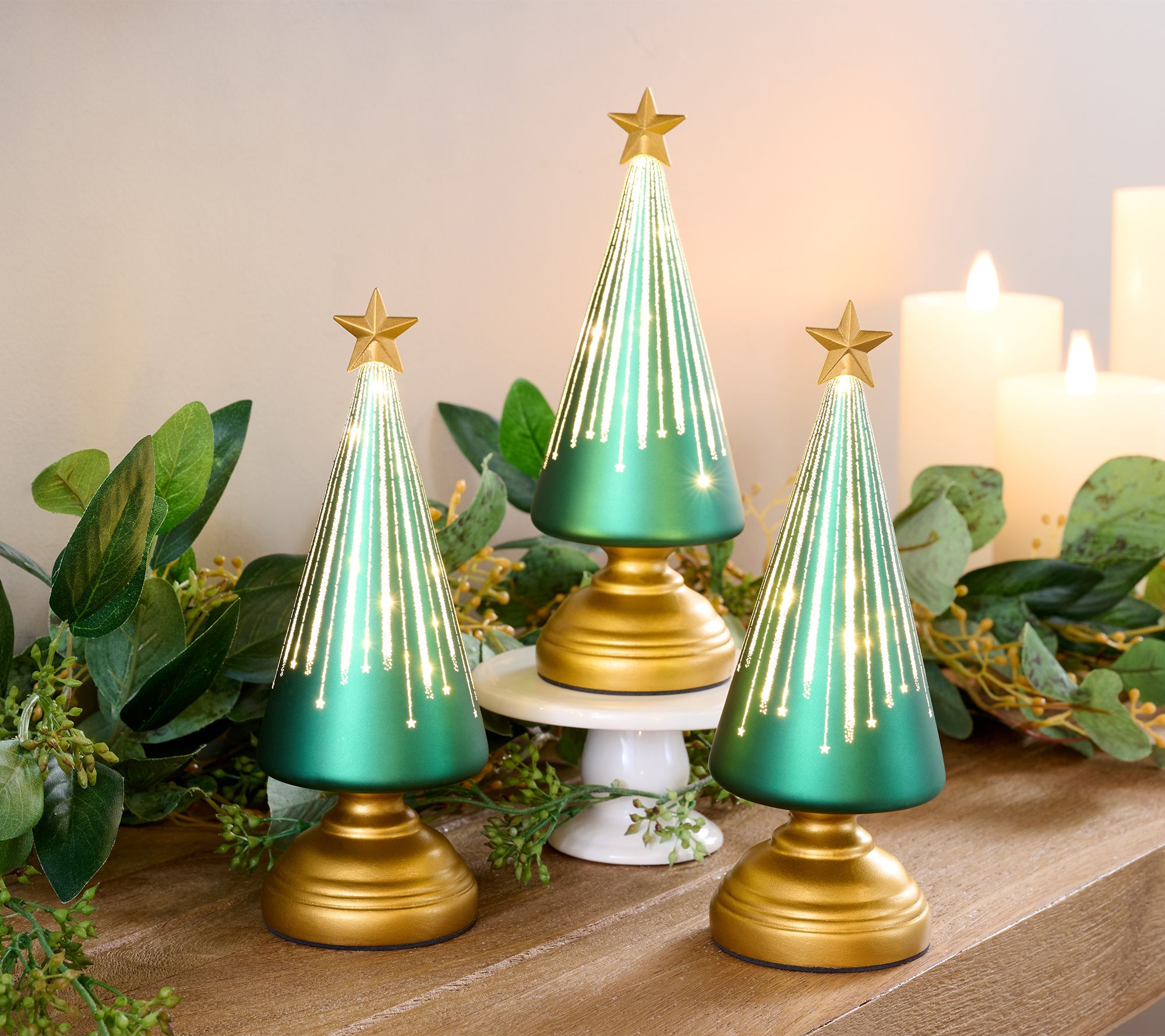 "As Is" Set of 3 7.5" Starry Night Trees with Sheer Bags by Valerie