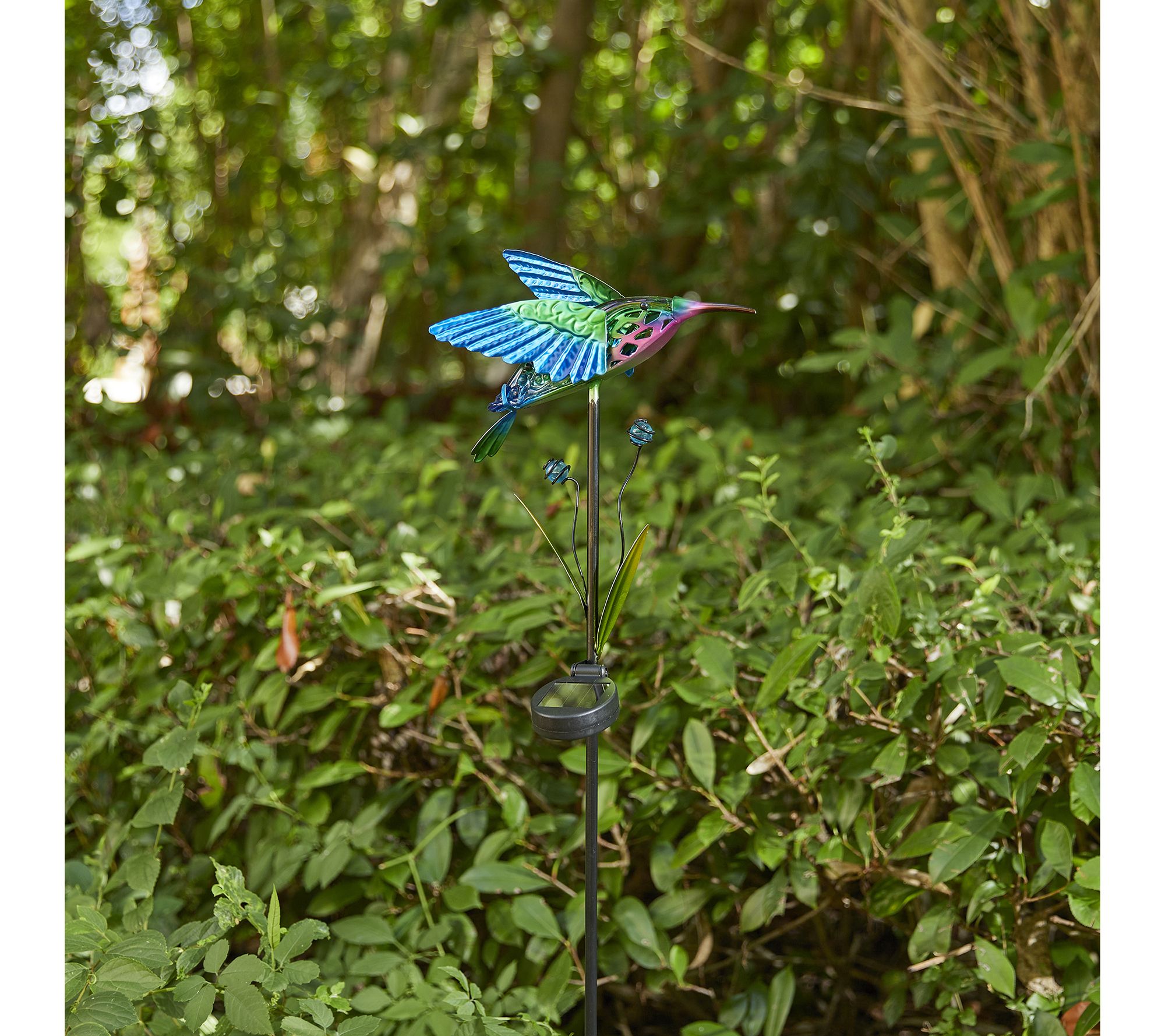 Glitzhome 36" Solar Lighted Hummingbird Bed Garden Stake