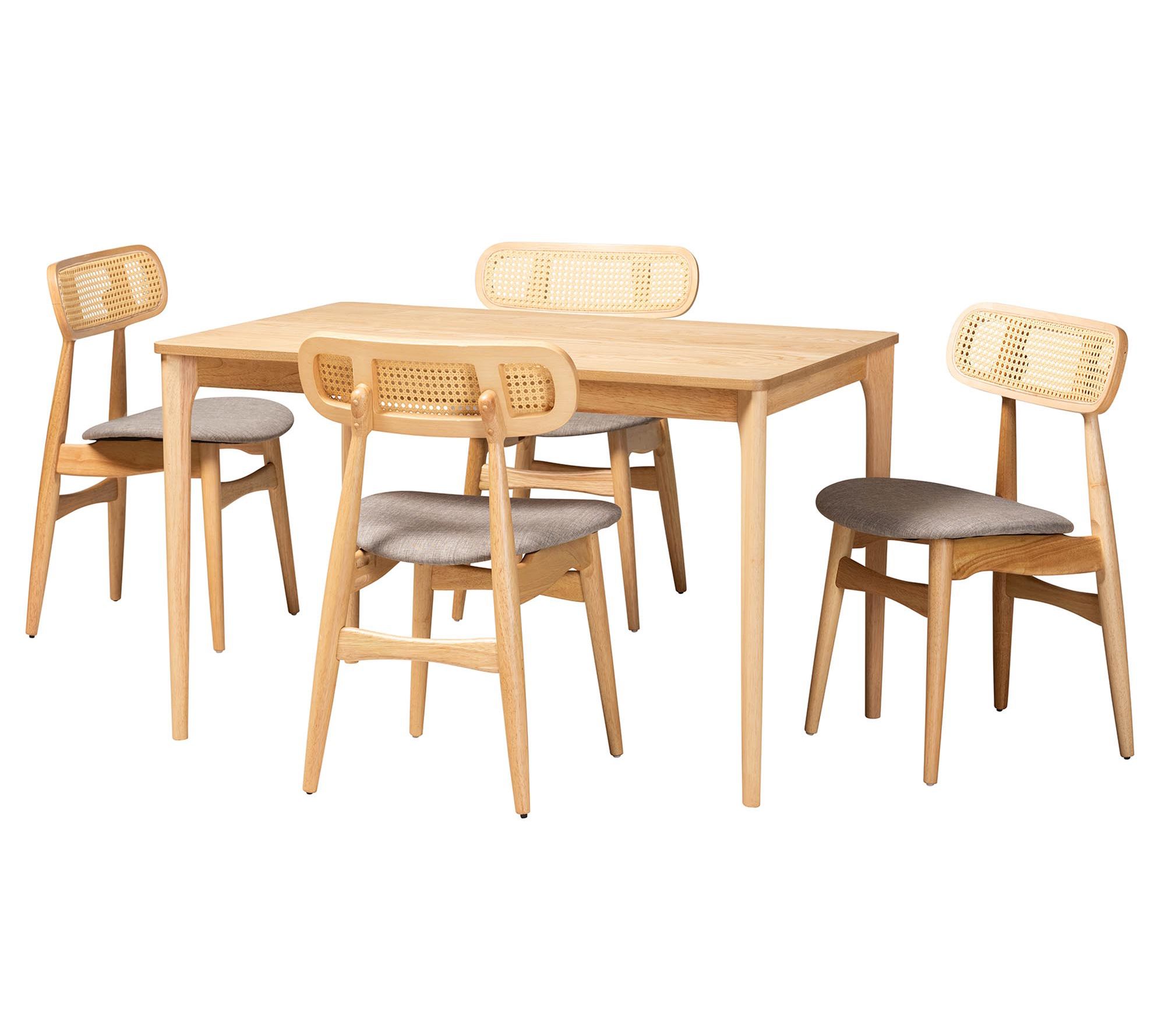 Baxton Studio Tarana Fabric and Wood 5-Piece Dining Set