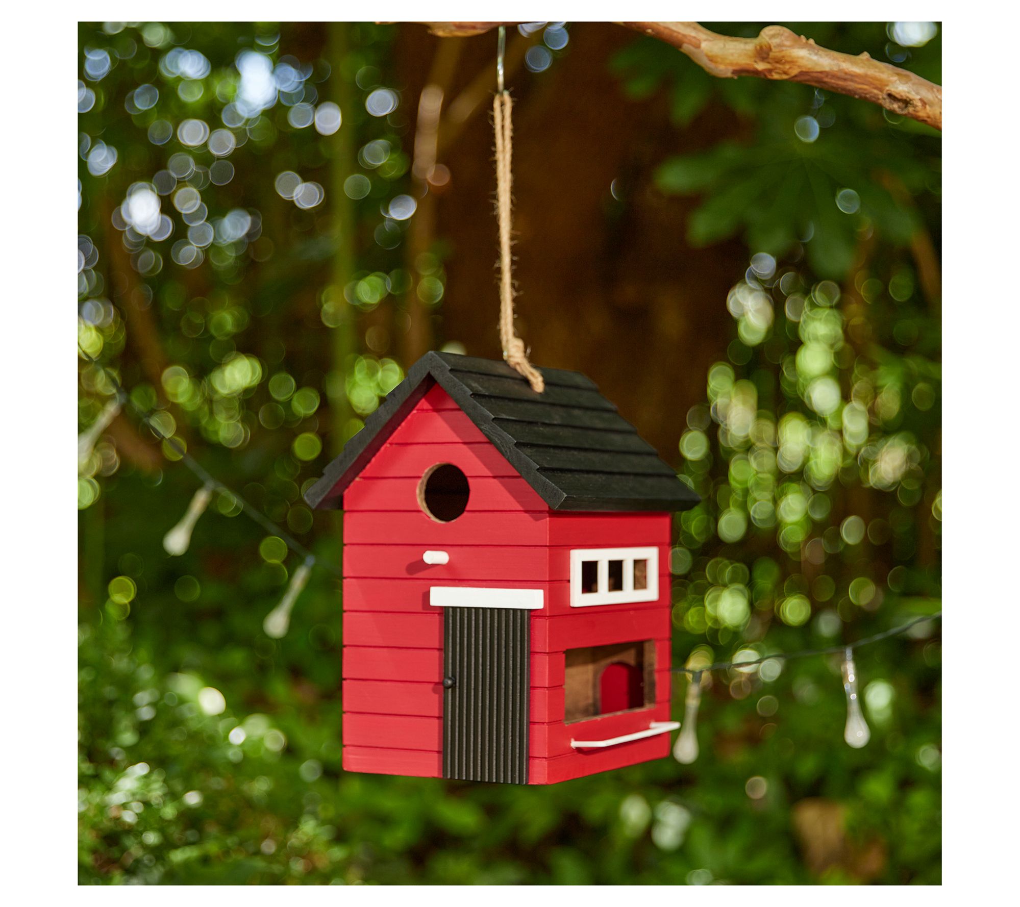 Glitzhome 10" Modern Red Solid Wood Outdoor Garden Birdhouse