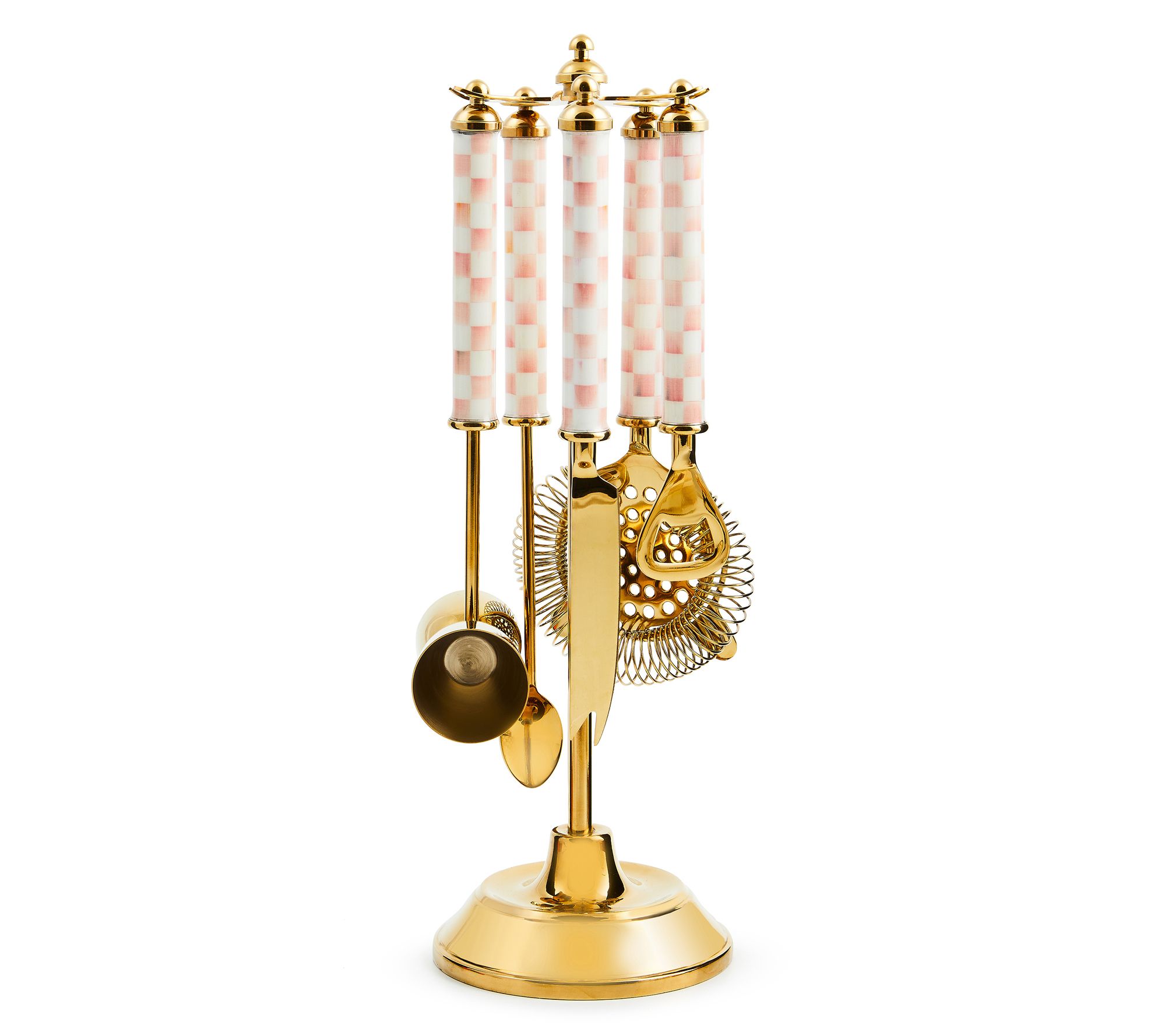 MacKenzie-Childs Rosy Check 3260 Gold Bar ToolSet