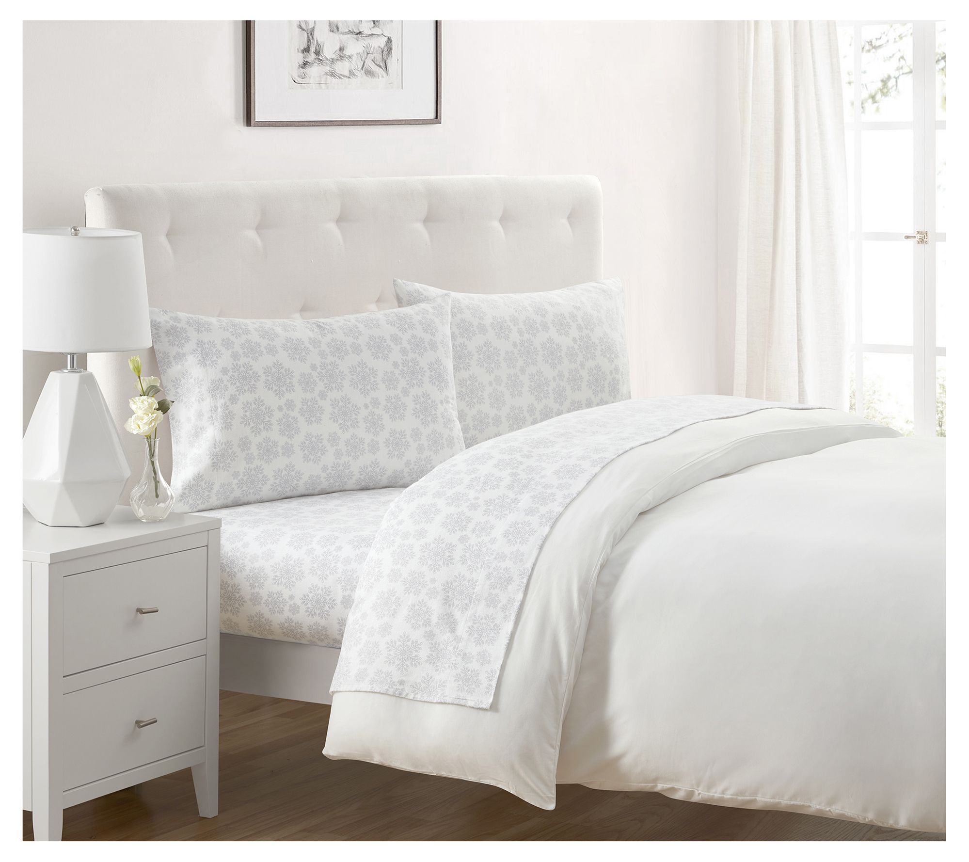 Tahari Home Snowflake Triple Brushed Cotton Sheet Set, Full
