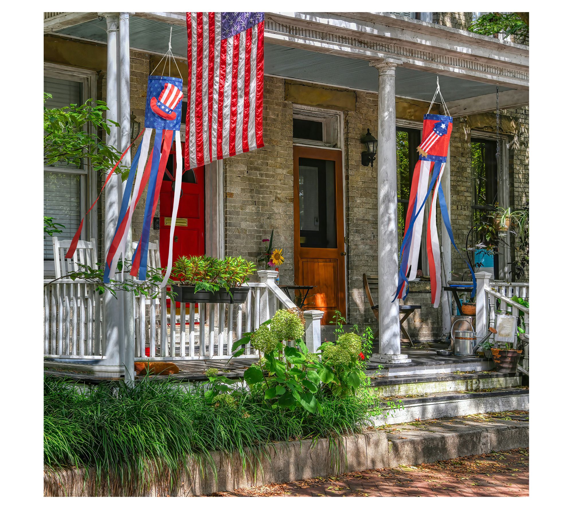 Glitzhome S/(2) 44" Patriotic Americana Hat Windsocks