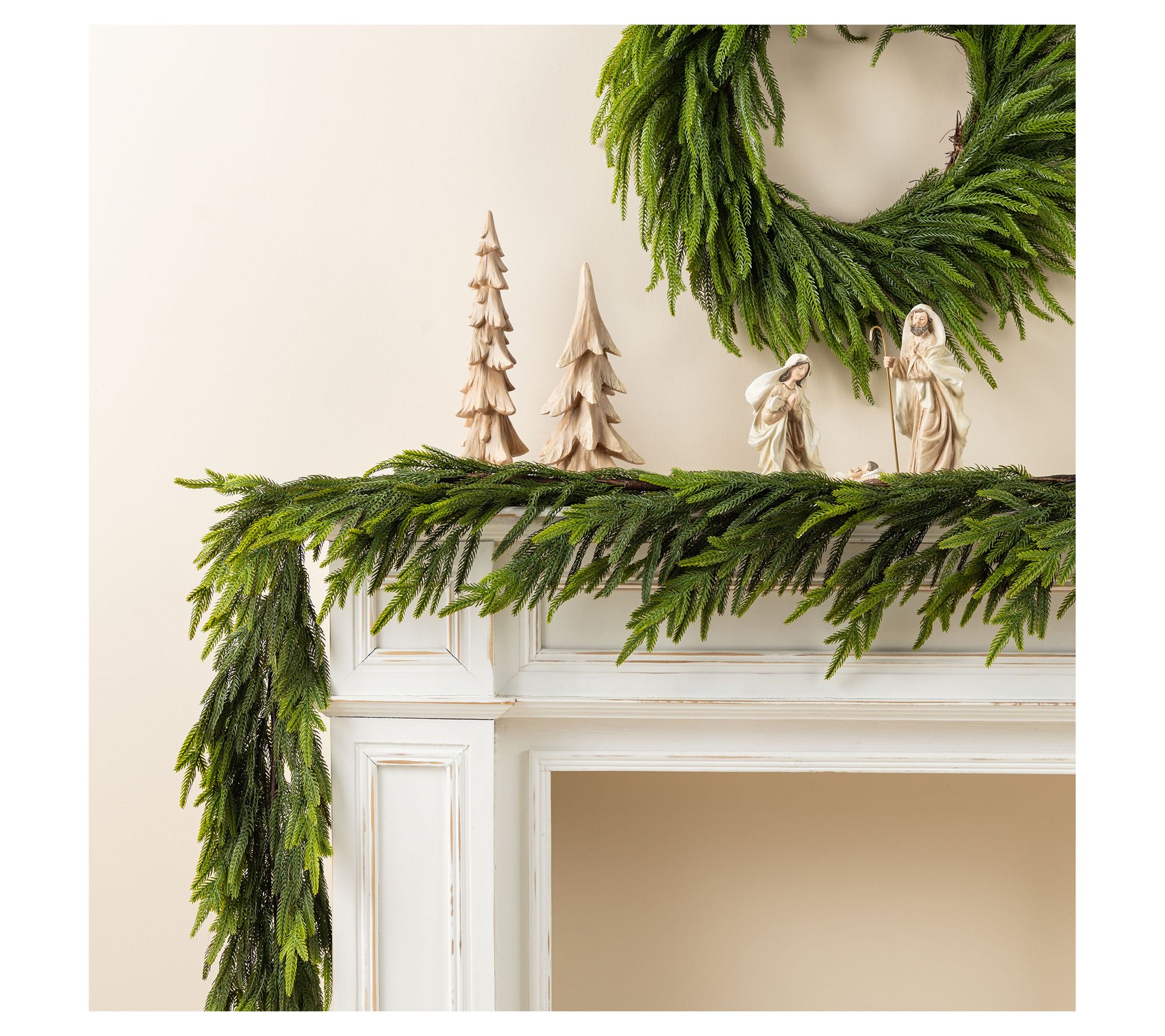  Glitzhome 6' Christmas Green Pine PE Garland Set of 2