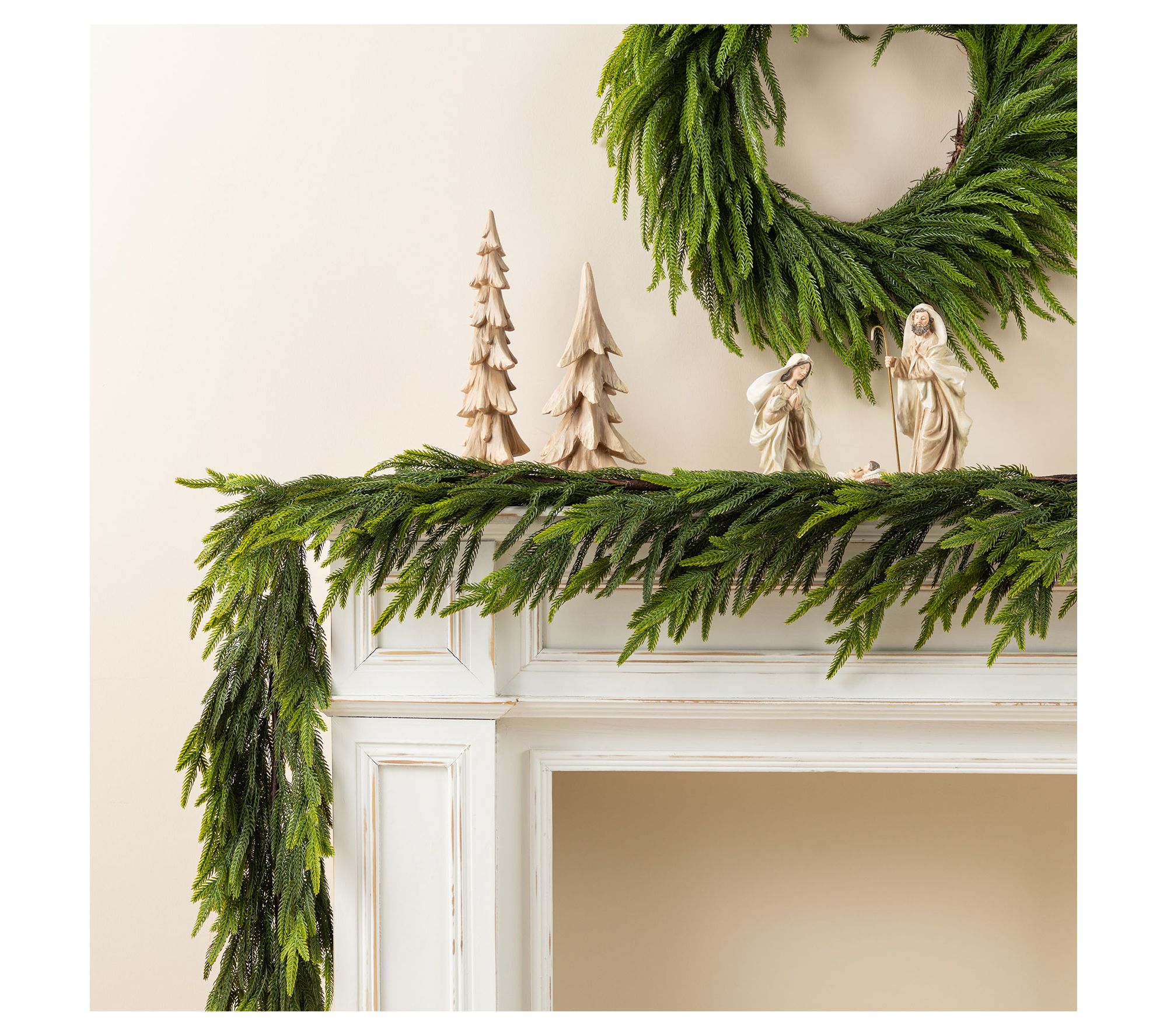 Glitzhome 6' Christmas Green Pine PE Garland Set of 2