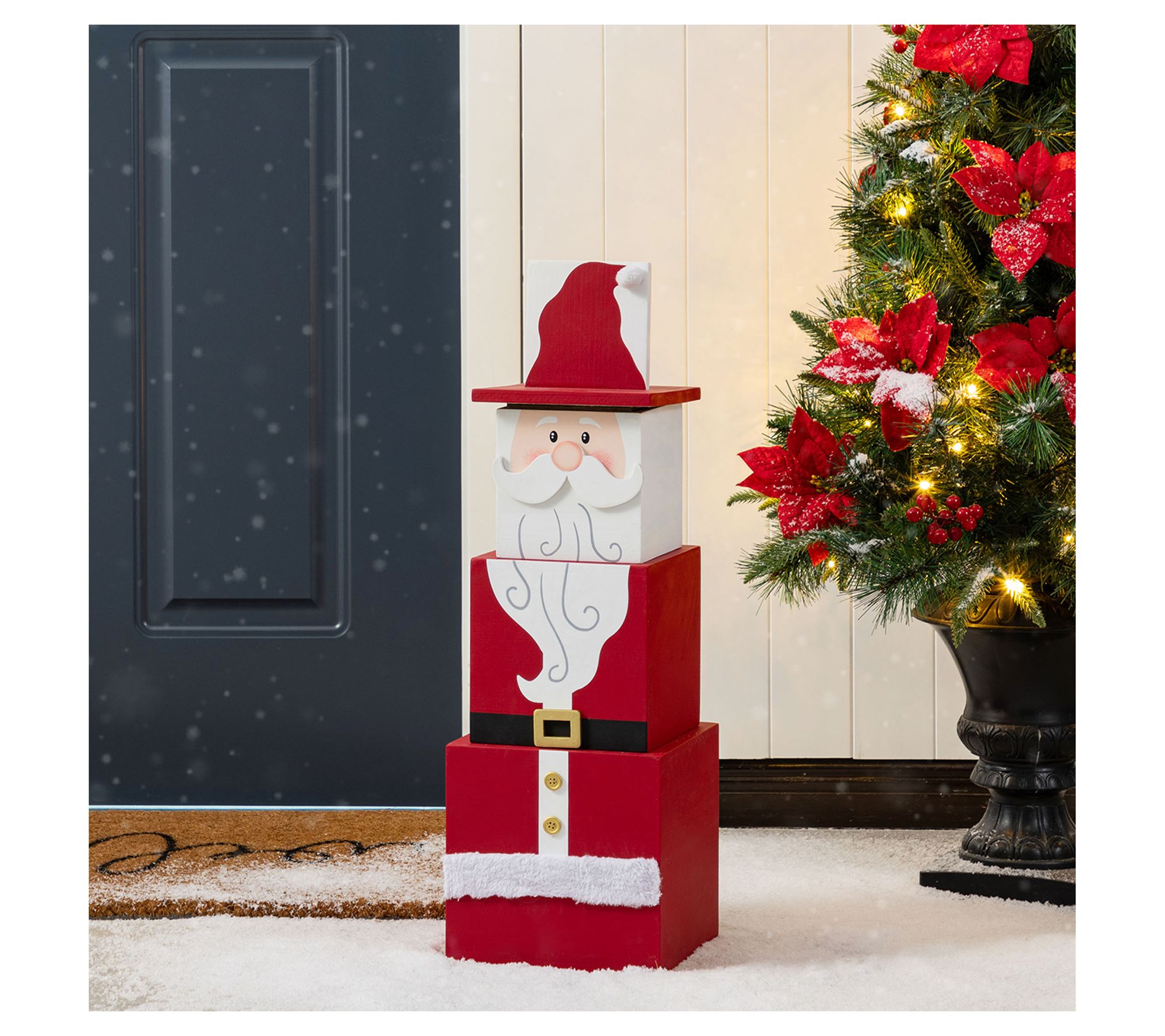 Glitzhome 25" Christmas Santa Nutcracker Reversible Porch Sign