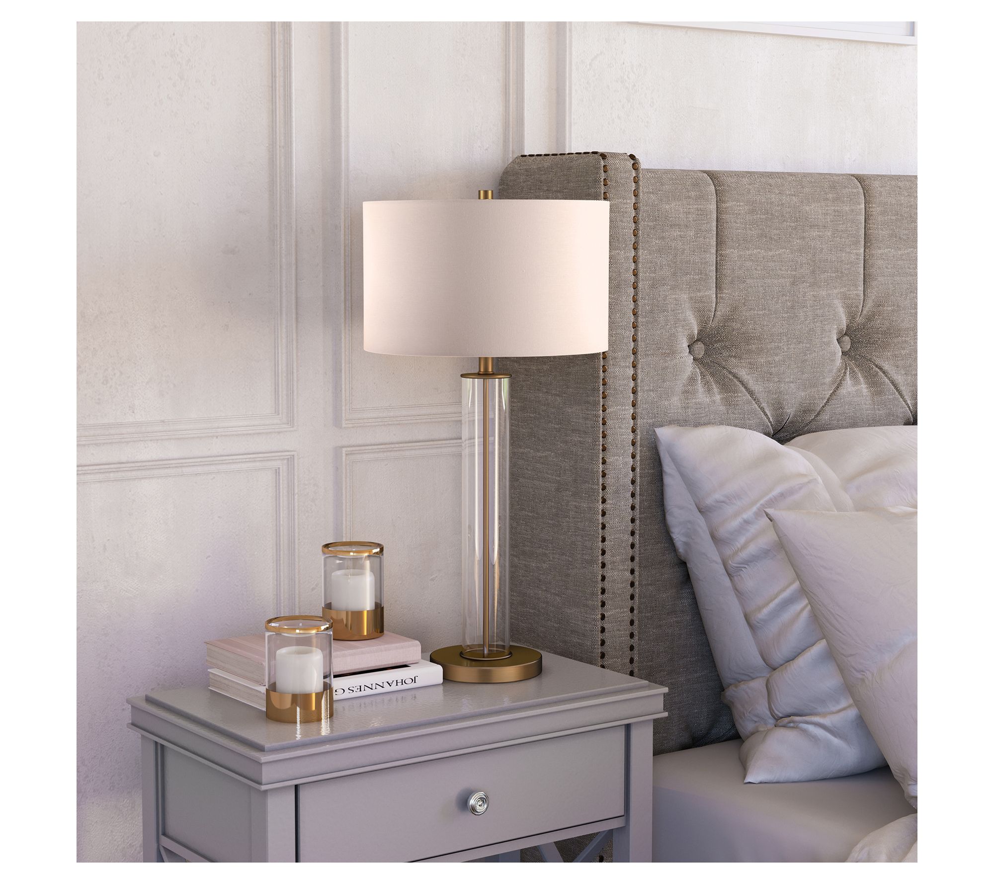 Hudson&Canal Harlow 29" Tall Table Lamp with Fabric Shade