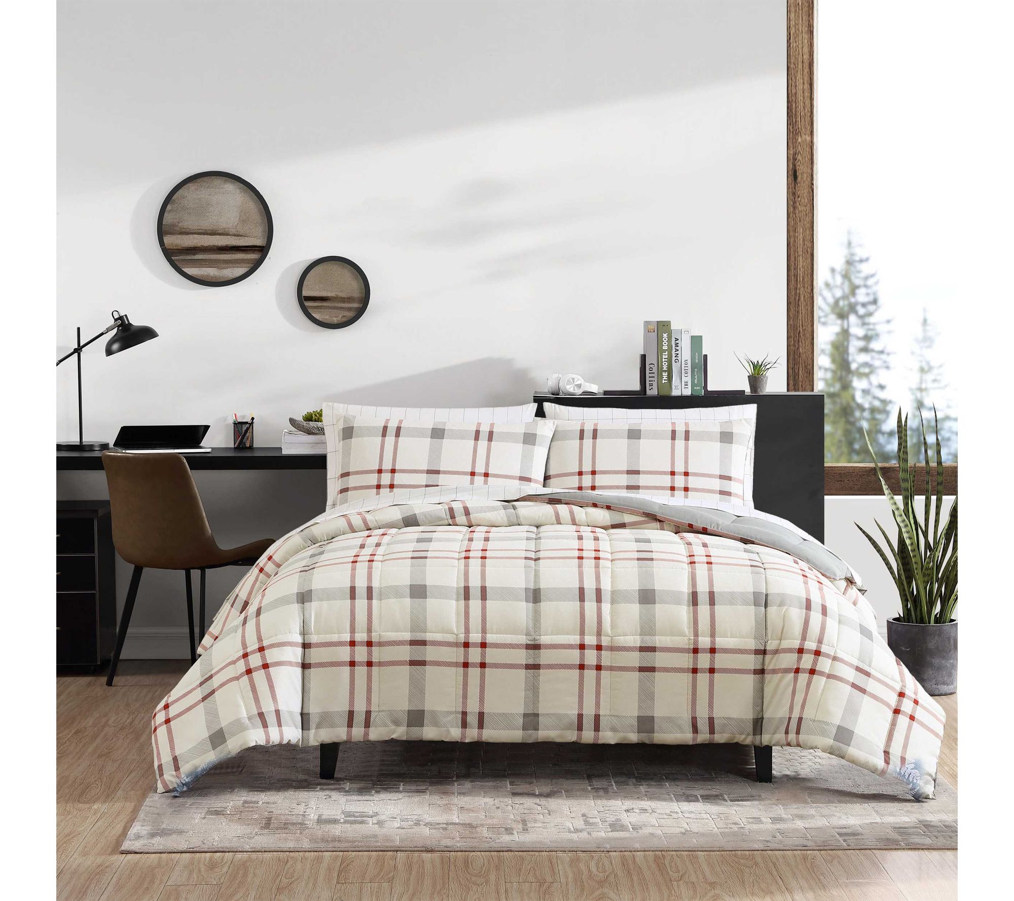 Eddie Bauer Portage Bay Red Cotton Full/Queen Duvet Cover Set