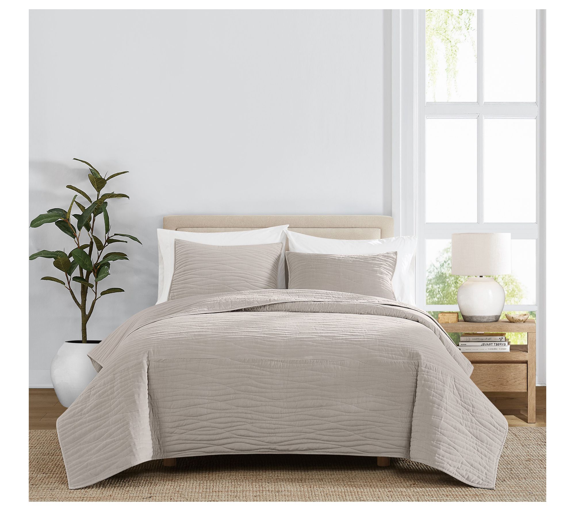 Royal Velvet Wavy Cotton Velvet Twin XL Quilt Set