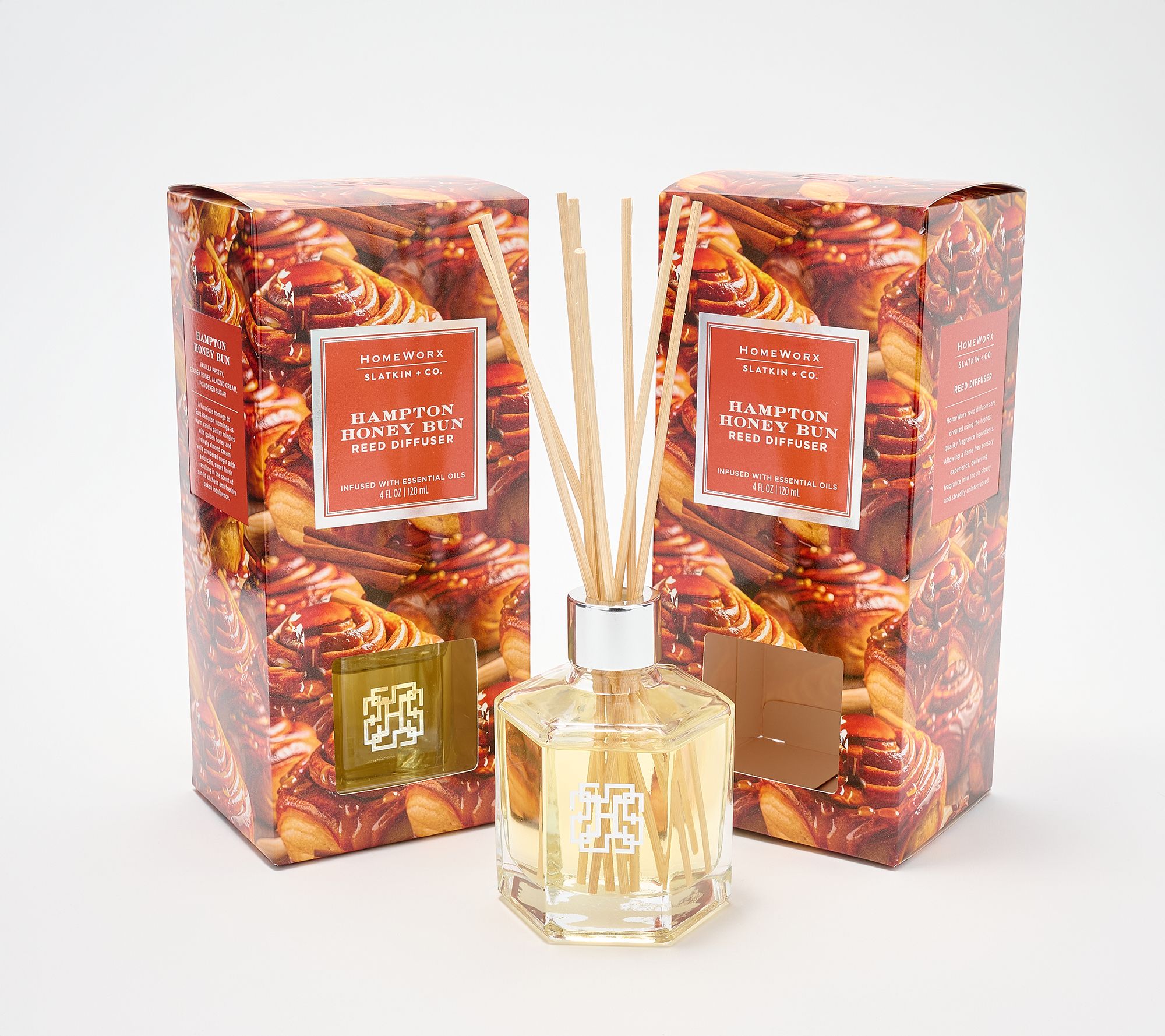 HomeWorx by Slatkin + Co. S/2 Hampton Honey Bun Reed Diffusers