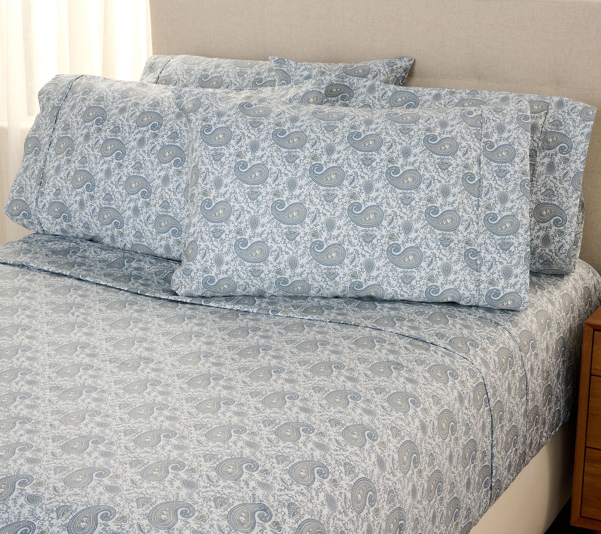 "As Is" Home Reflections 1200TC Cotton Blend Sheet Set w/ Extra Cases