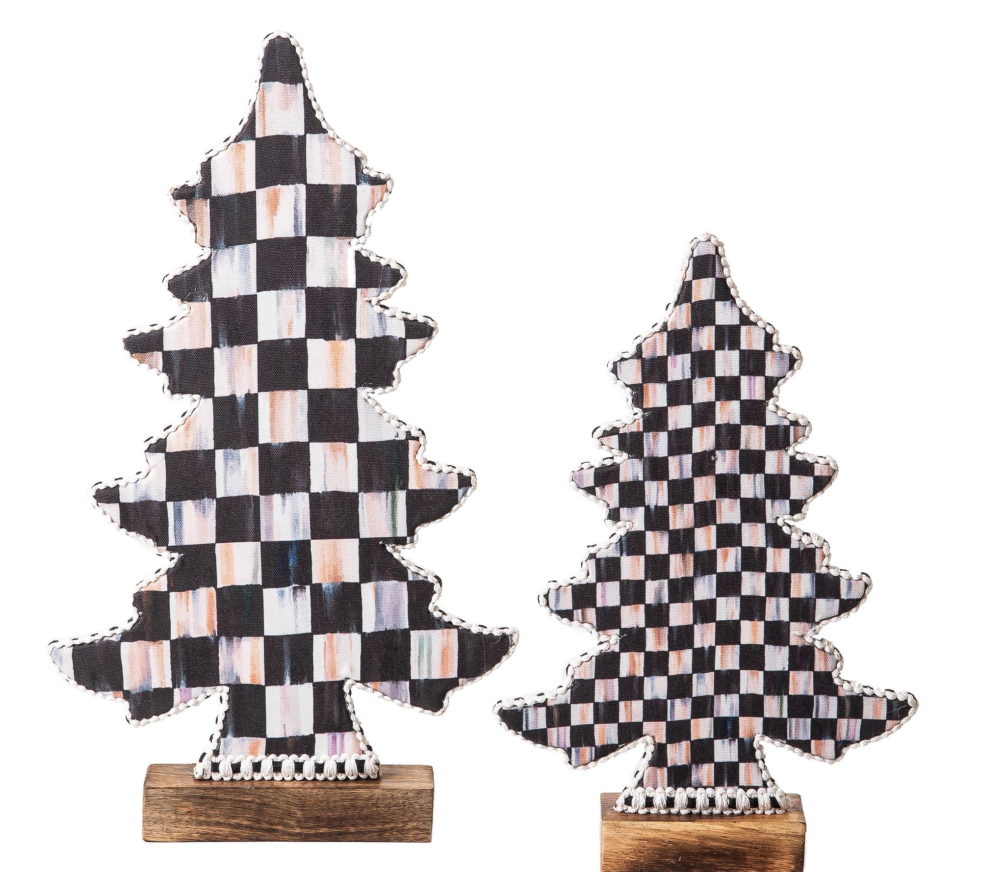 "As Is" MacKenzie- Childs Set of 2 Check Forest Trees