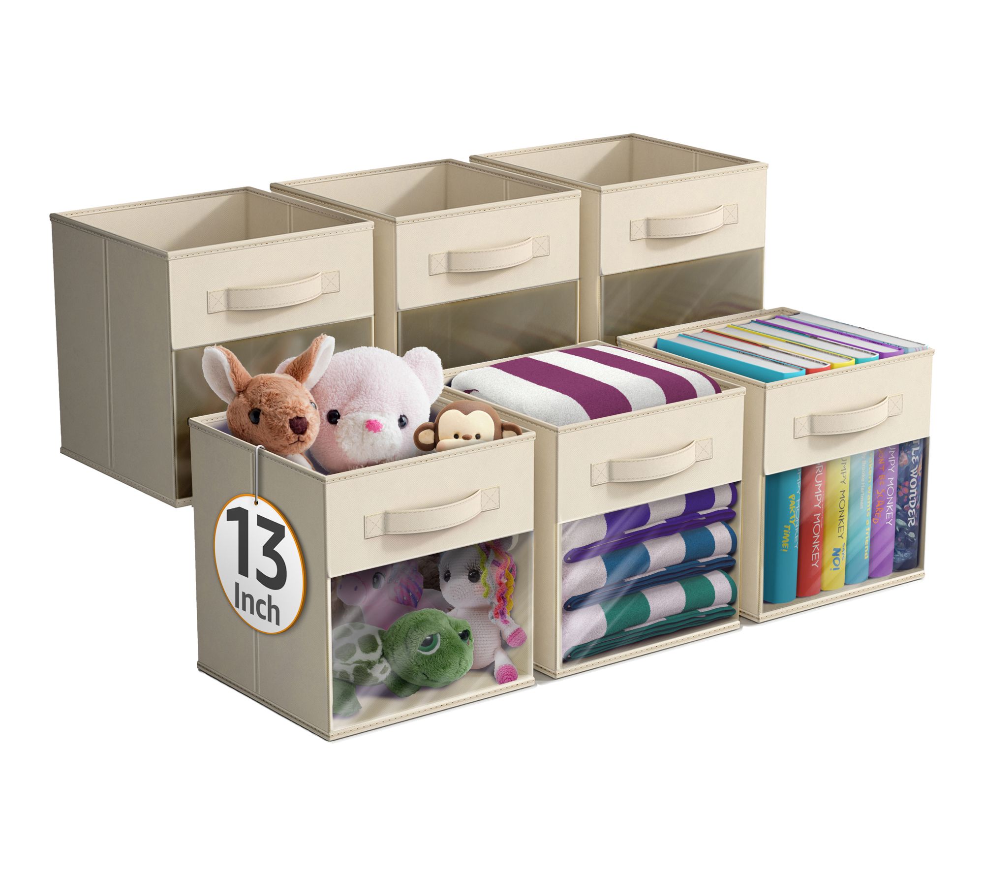 Sorbus 13 Inch Storage Bins with Clear Window -6 Pack