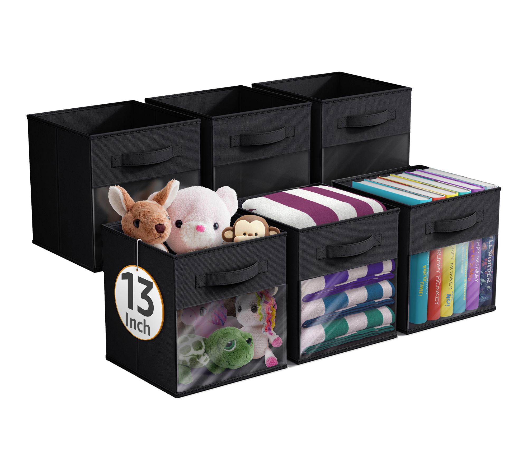 Sorbus 13 Inch Storage Bins with Clear Window -6 Pack