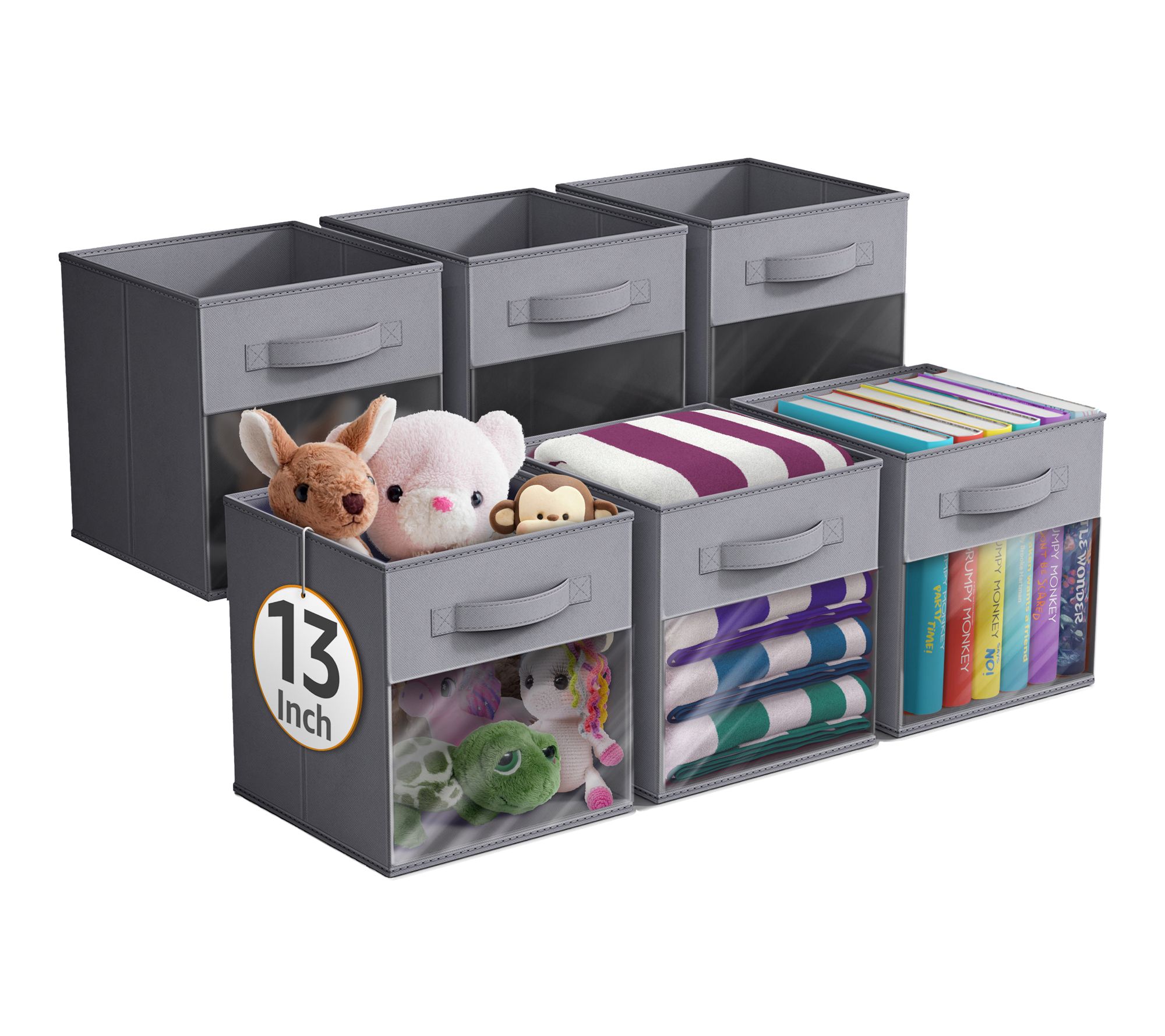 Sorbus 13 Inch Storage Bins with Clear Window -6 Pack