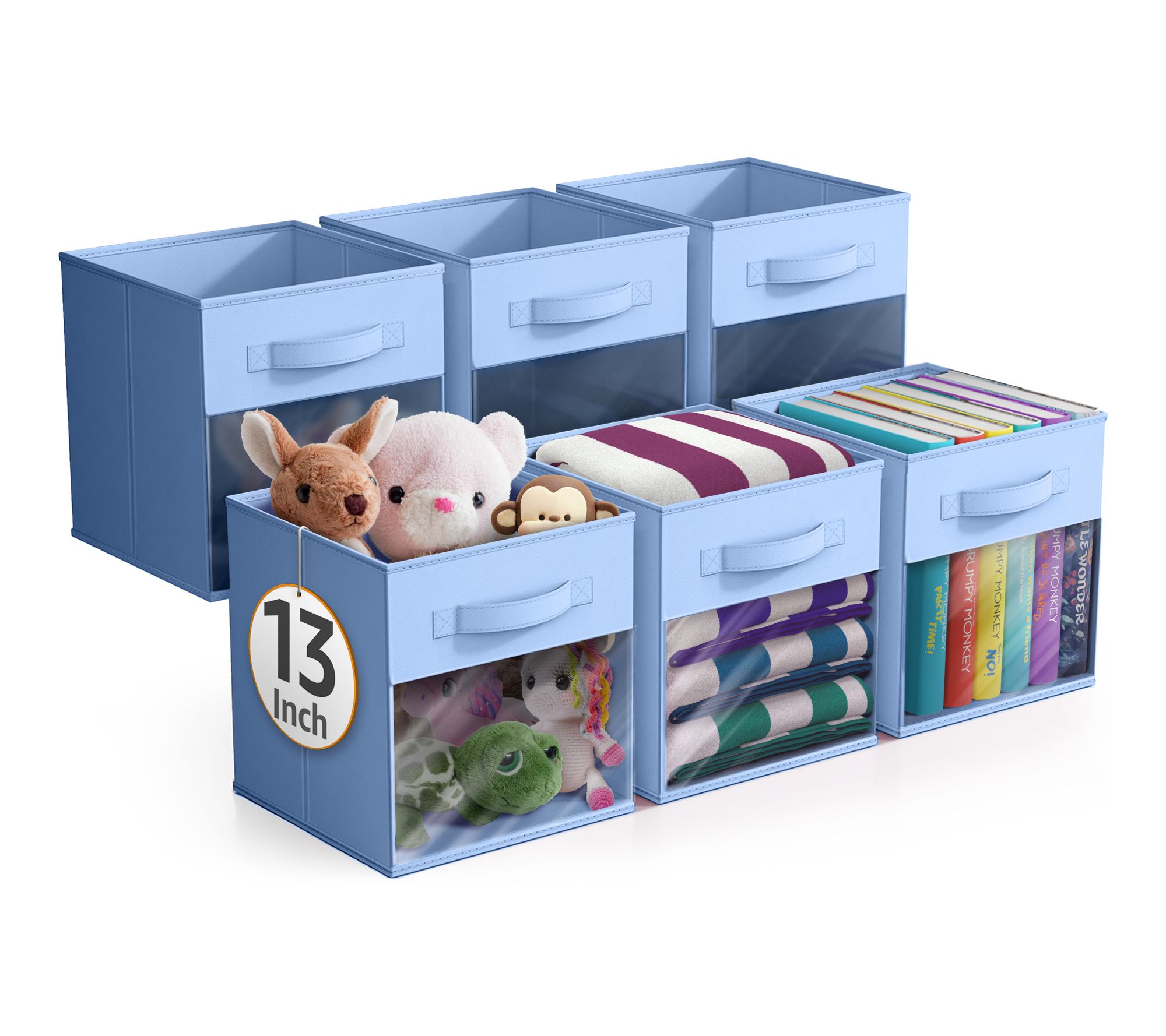 Sorbus 13 Inch Storage Bins with Clear Window -6 Pack