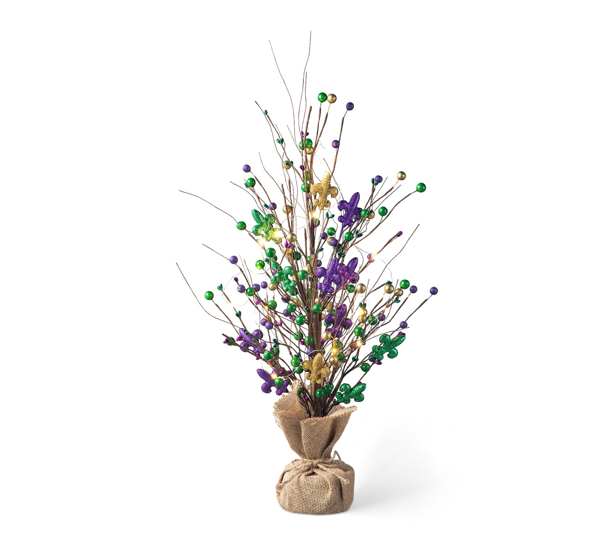 Glitzhome 21"H Lighted Mardi Gras Fleur-de-LisTable Tree