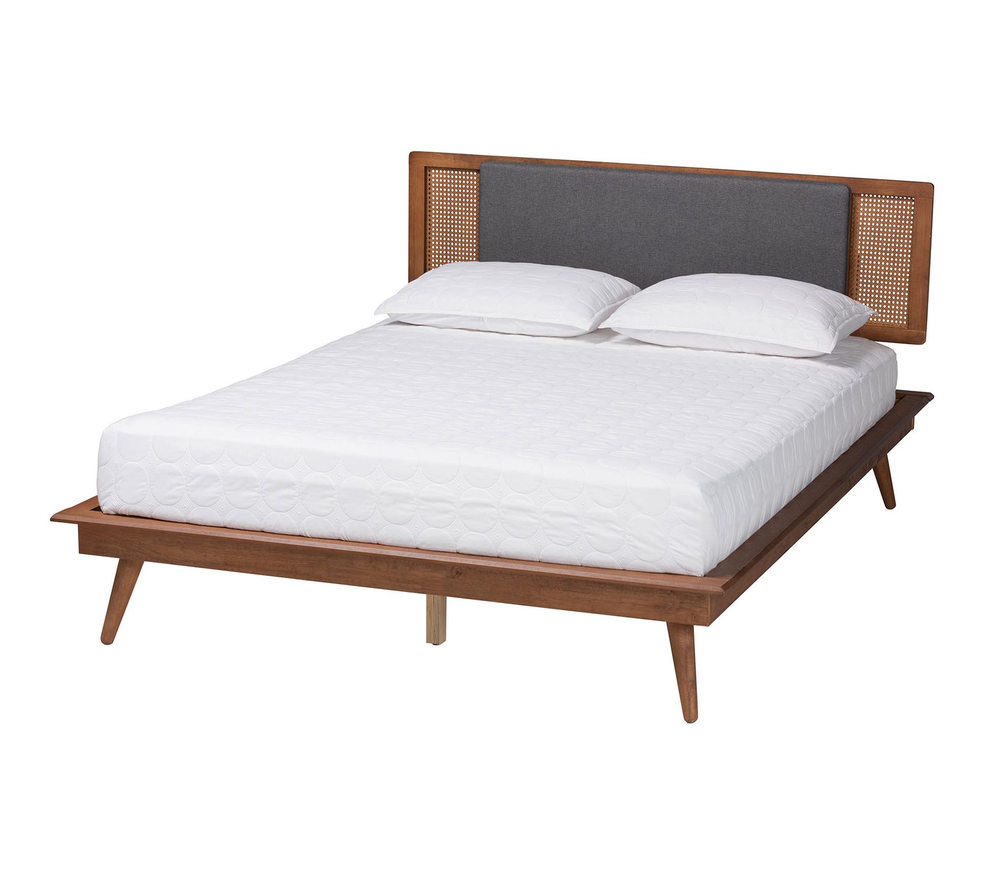 Baxton Studio Delfina Grey Fabric and Wood Queen Platform Bed