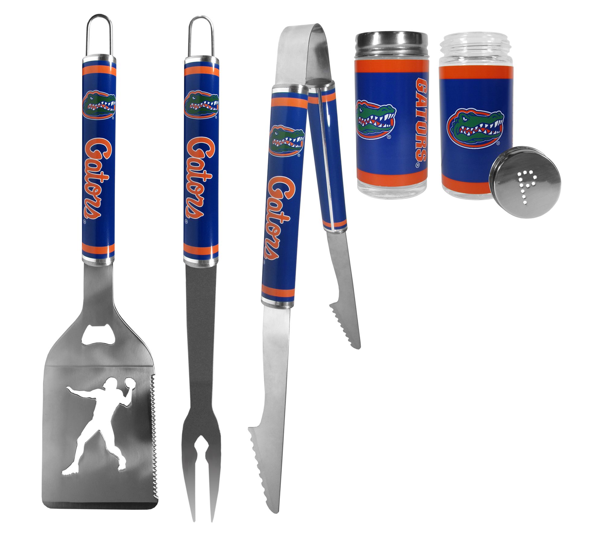 Siskiyou Sports College 3PC Steel Logo BBQ Tools with Shakers