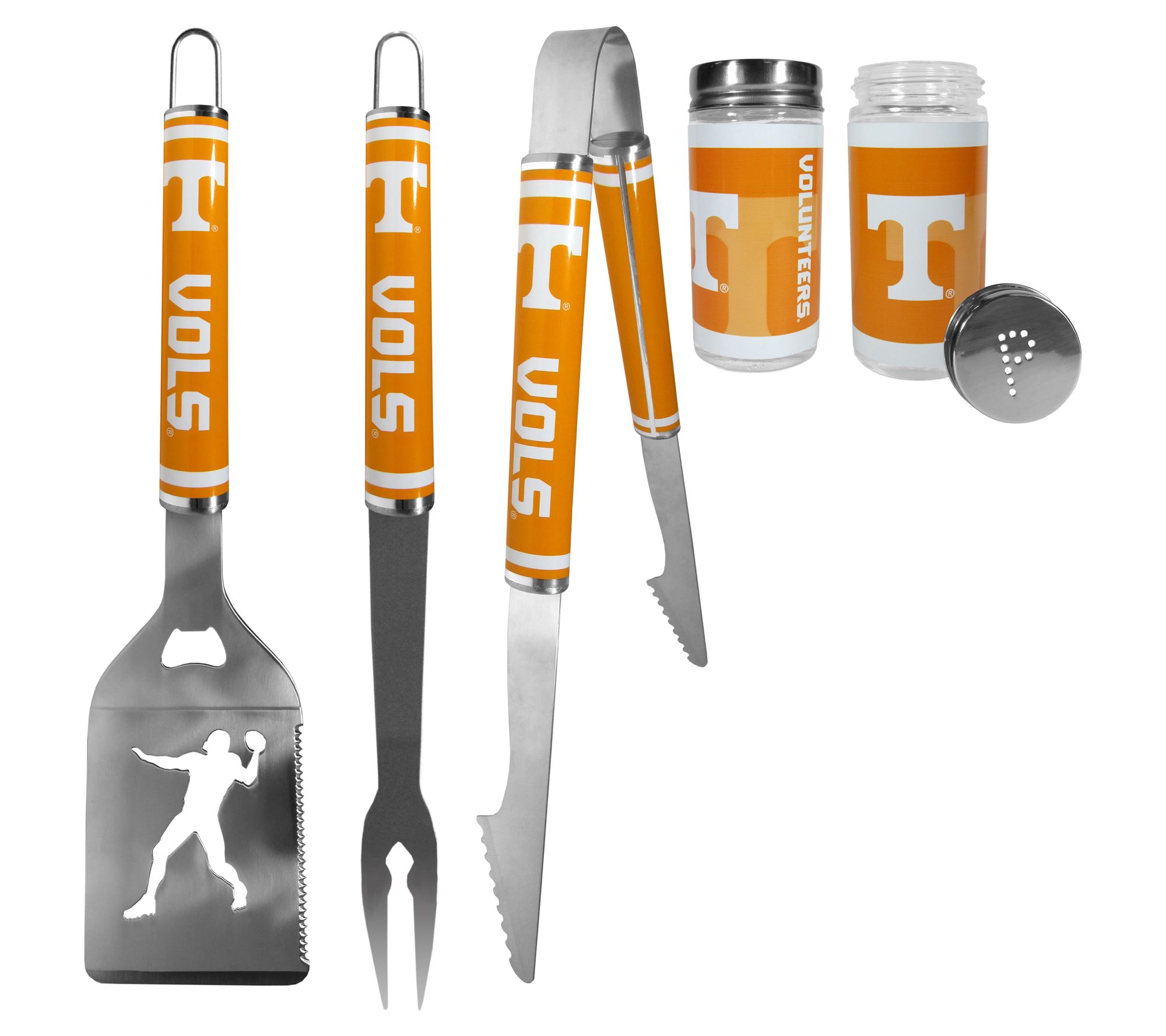 Siskiyou Sports College 3PC Steel Logo BBQ Tools with Shakers