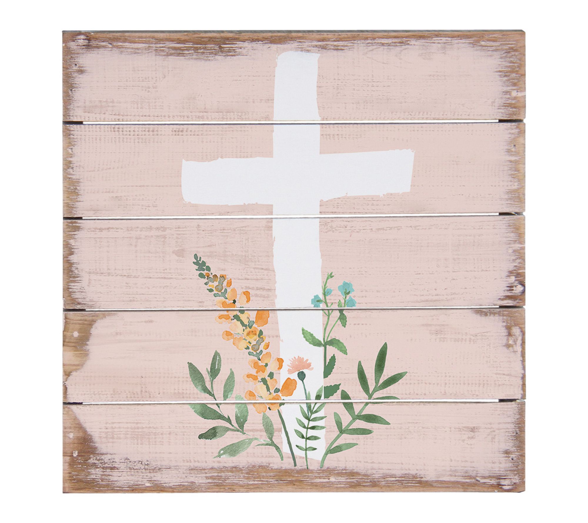 Sincere Surroundings 8" Pink Floral Cross Pallet Petite