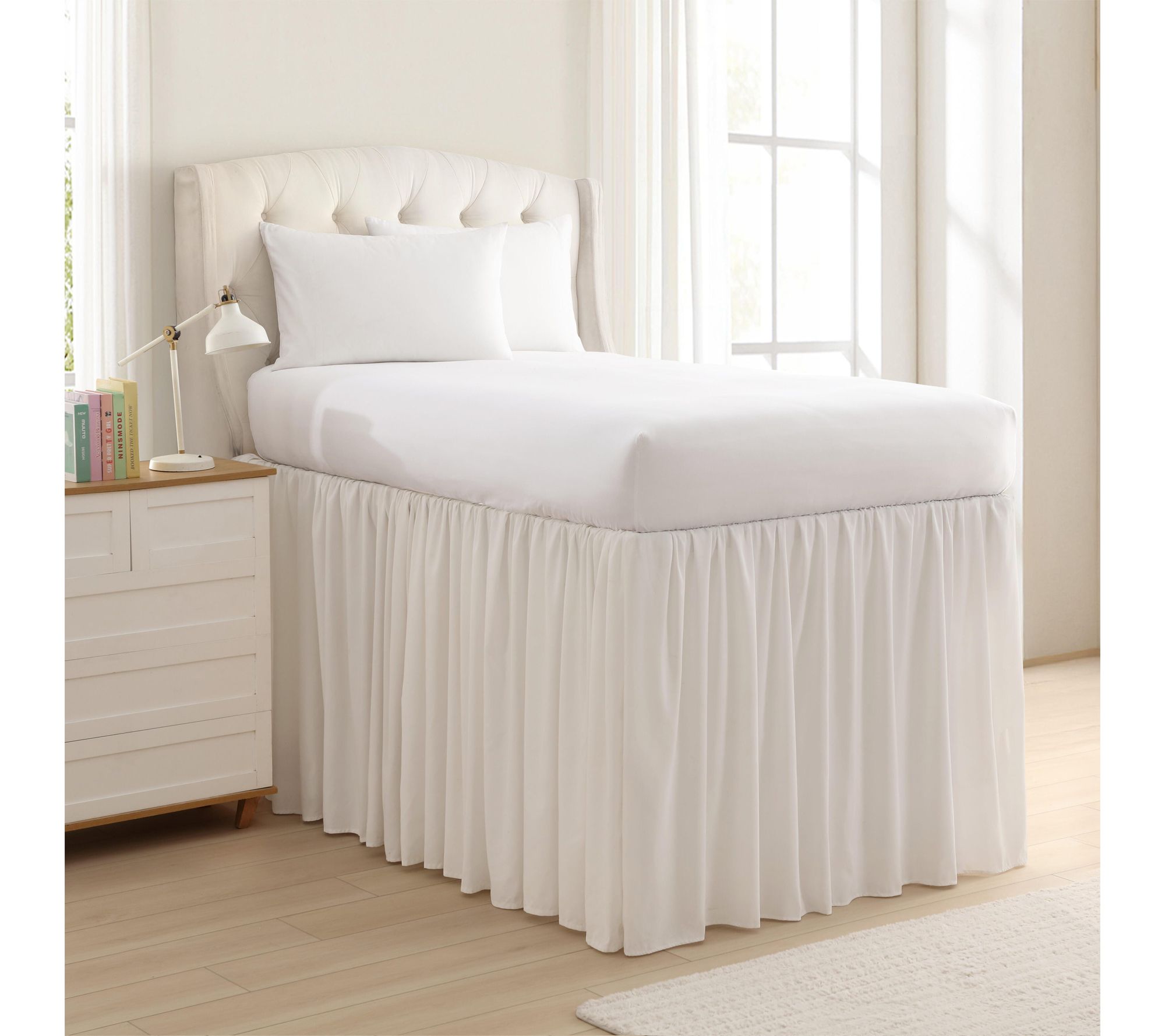 Laura Ashley Washed Microfiber White TwinXL Bedskirt