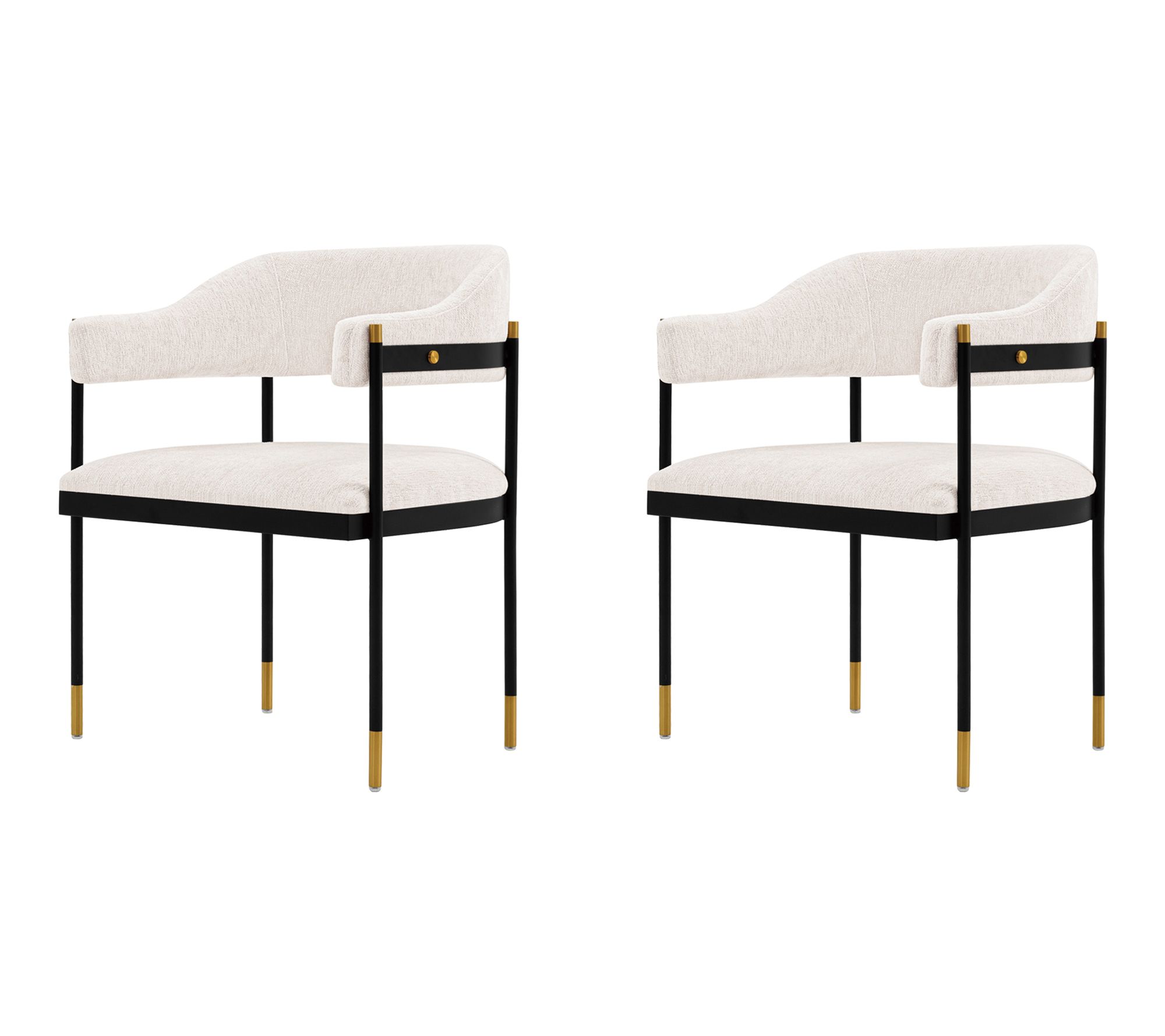 Manhattan Comfort Lia Metal Chenille Armchair -Set of 2