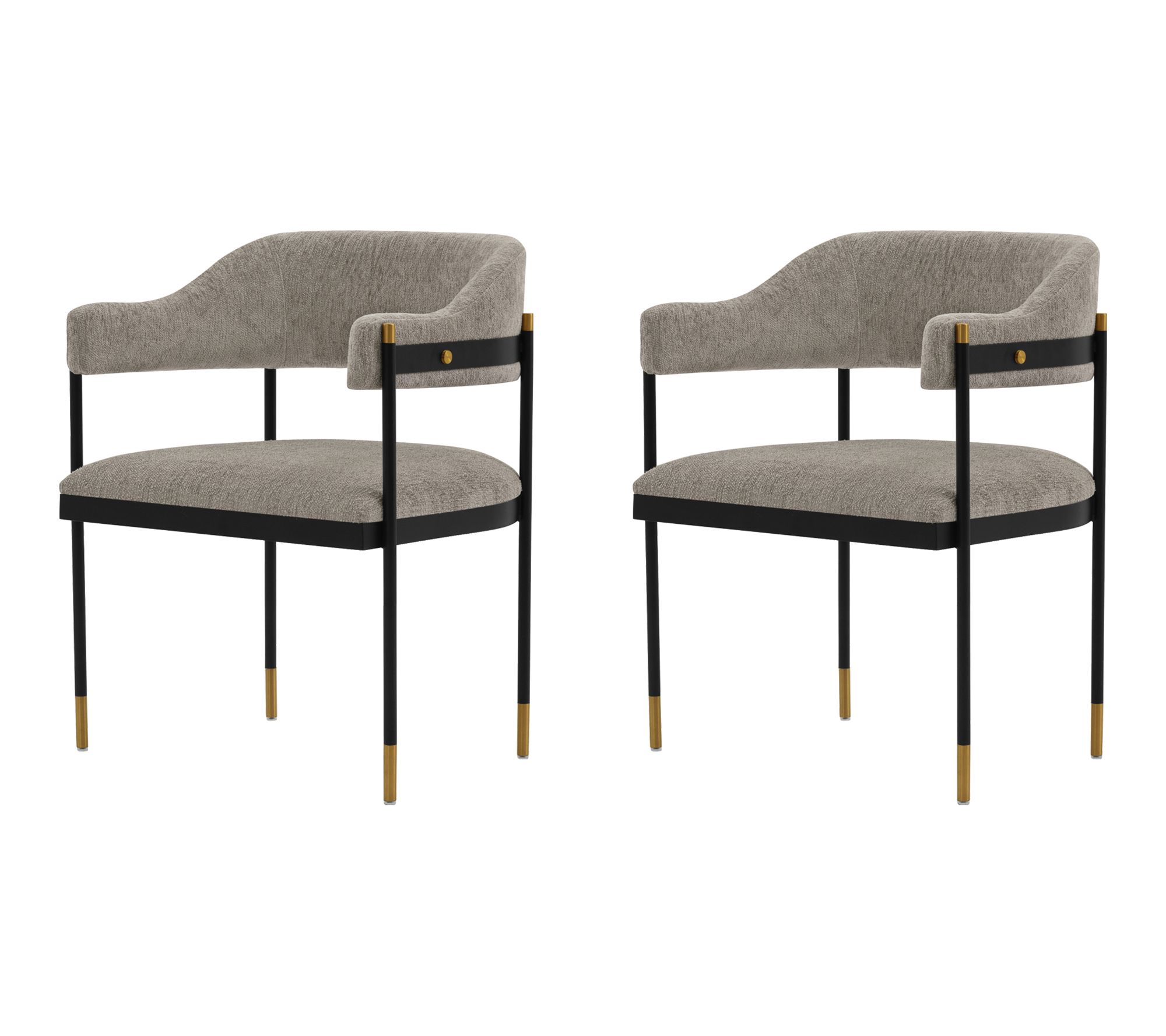 Manhattan Comfort Lia Metal Chenille Armchair -Set of 2