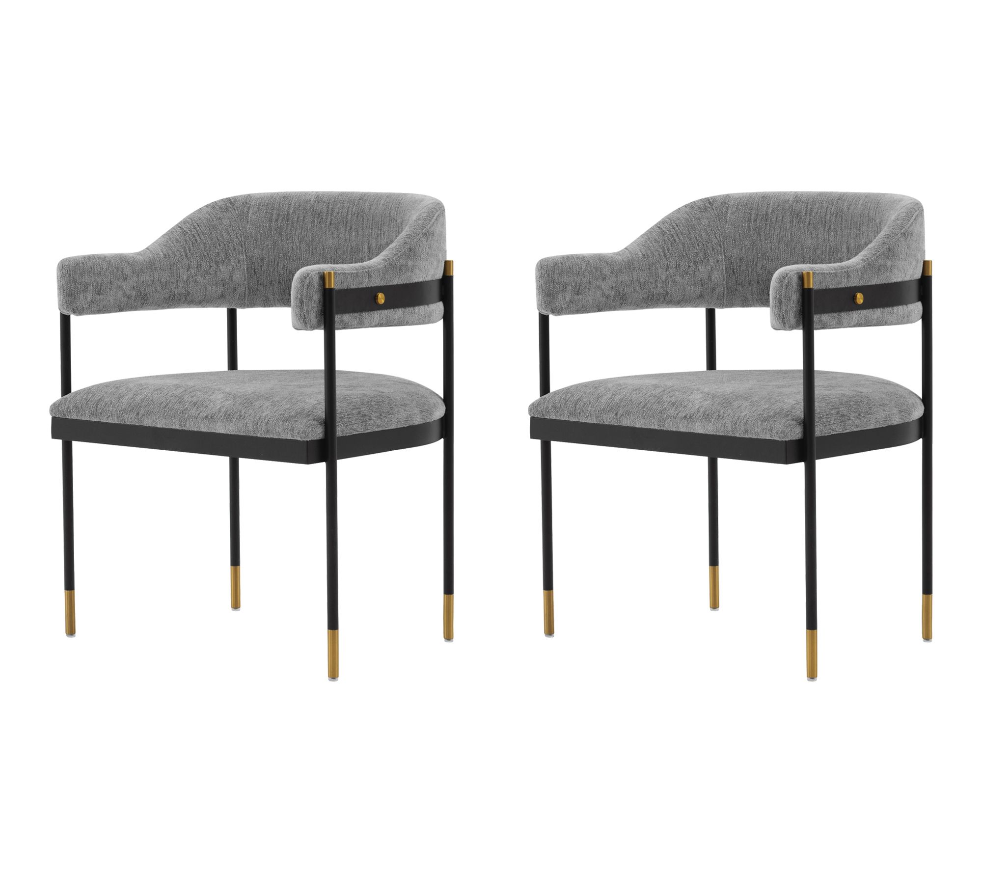 Manhattan Comfort Lia Metal Chenille Armchair -Set of 2