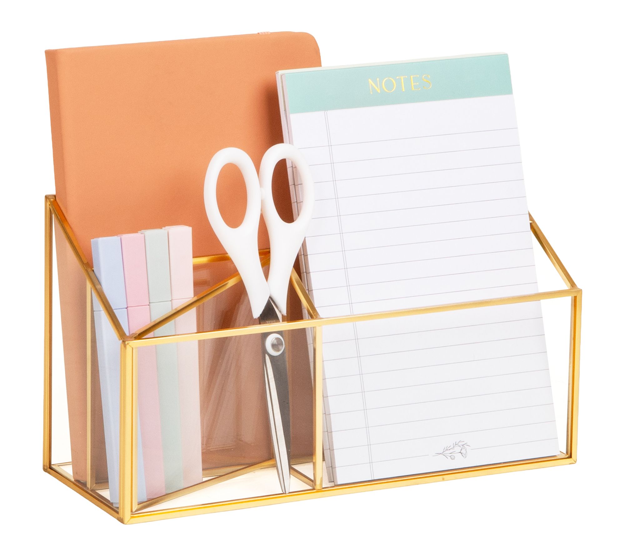 Mind Reader 4-Compartment Glass Desktop Organizer