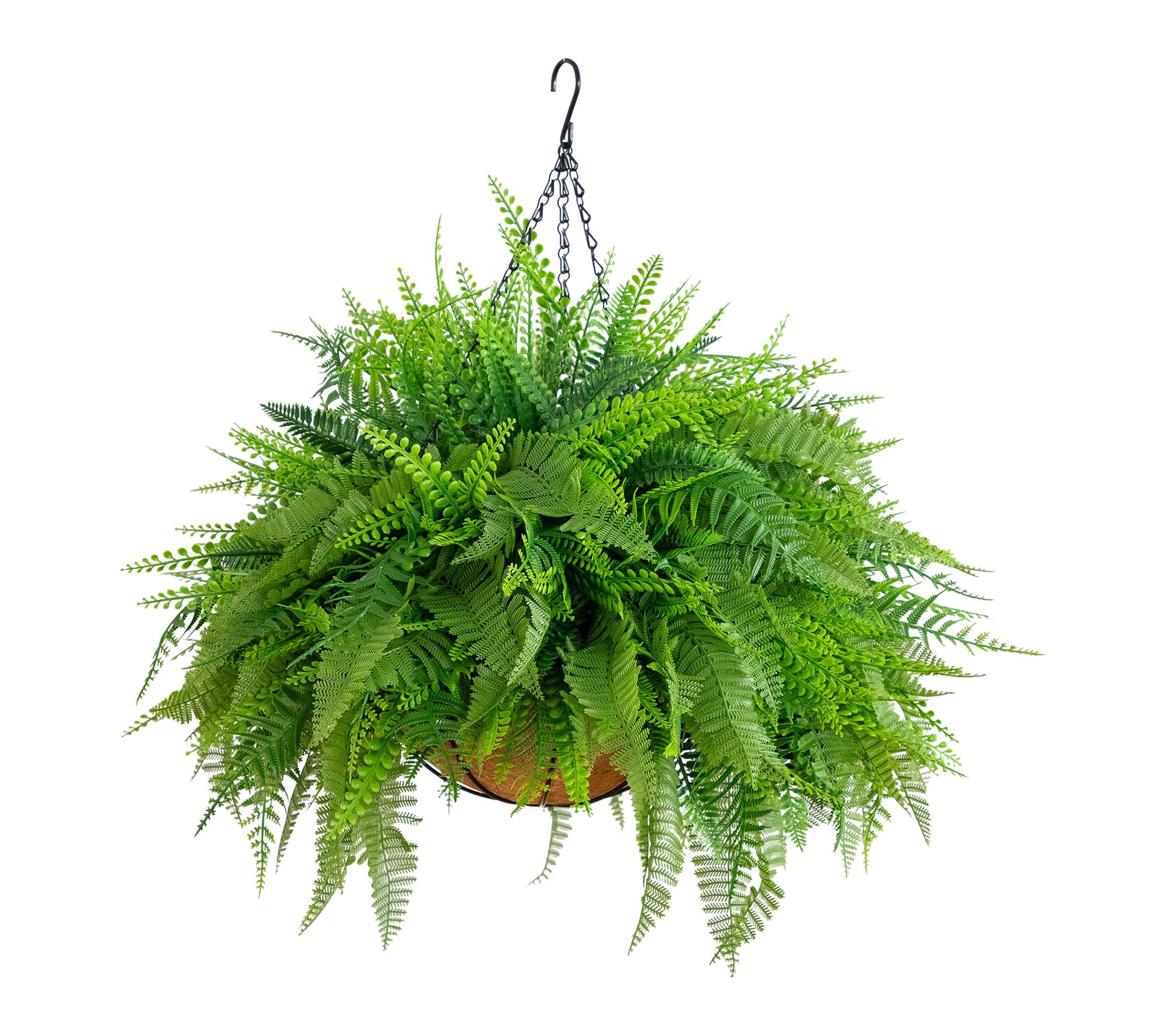 27-in UV Resistant Mixed Ferns Hanging Basket by Nearly Natural