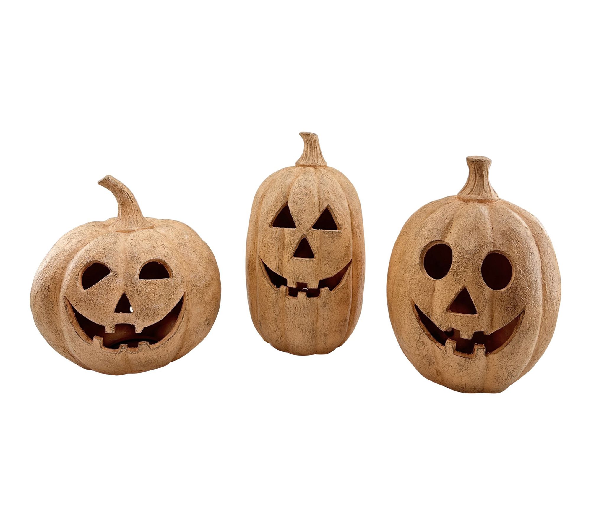 Haunted Hill Farm 3-Pc Spooky Lighted LED Jack O'Lantern Set