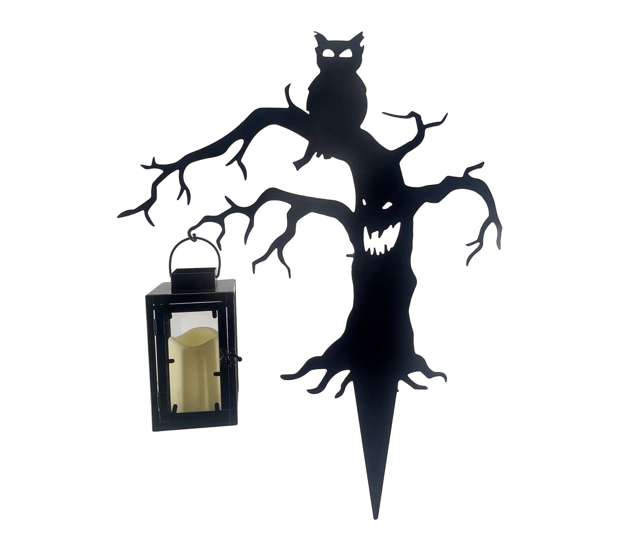Haunted Hill Farm 24-in. Metal Spooky Tree w/ LED Latern Stake