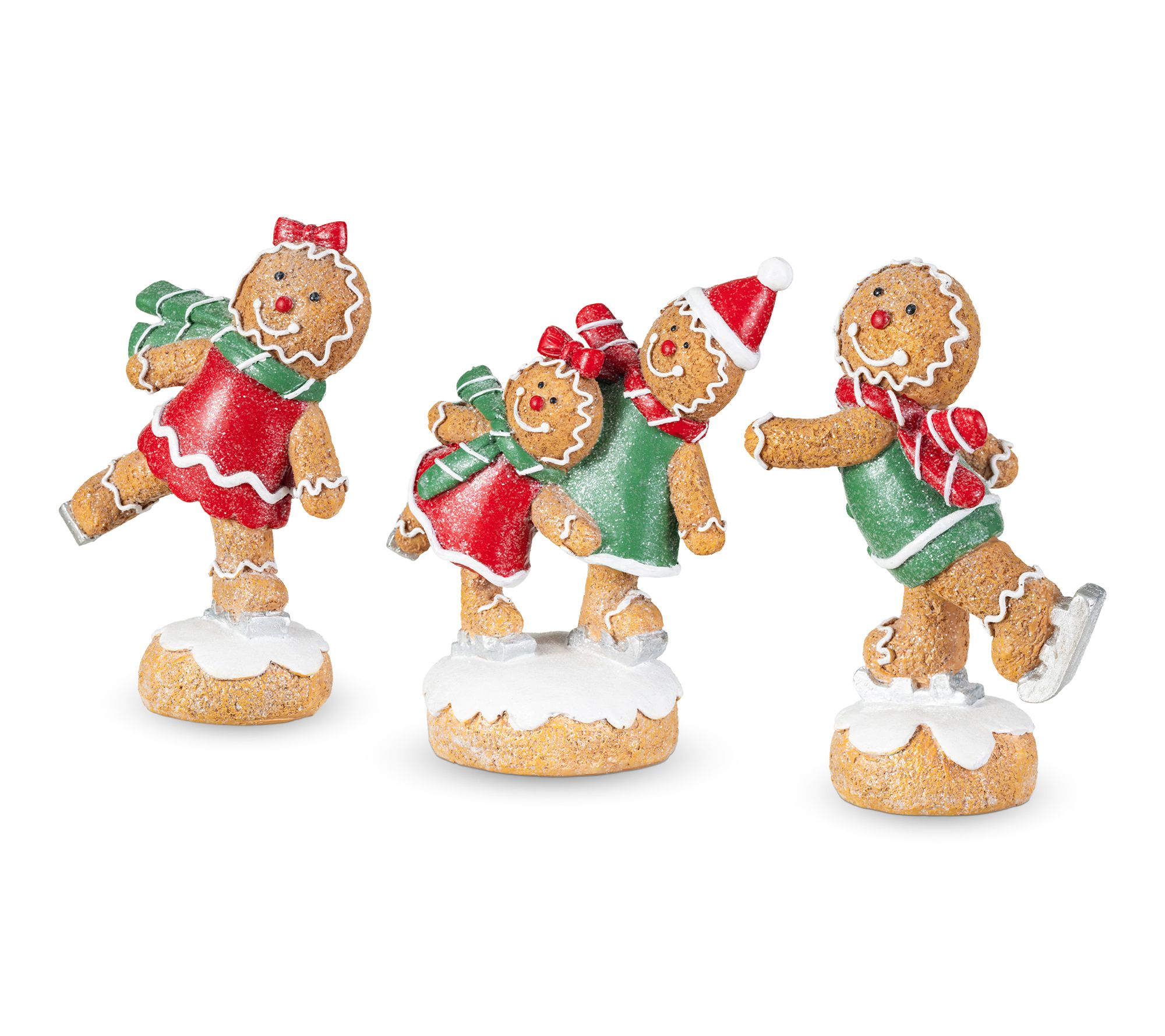 Glitzhome S/3 Christmas Skiing Gingderbread Man Table Decor