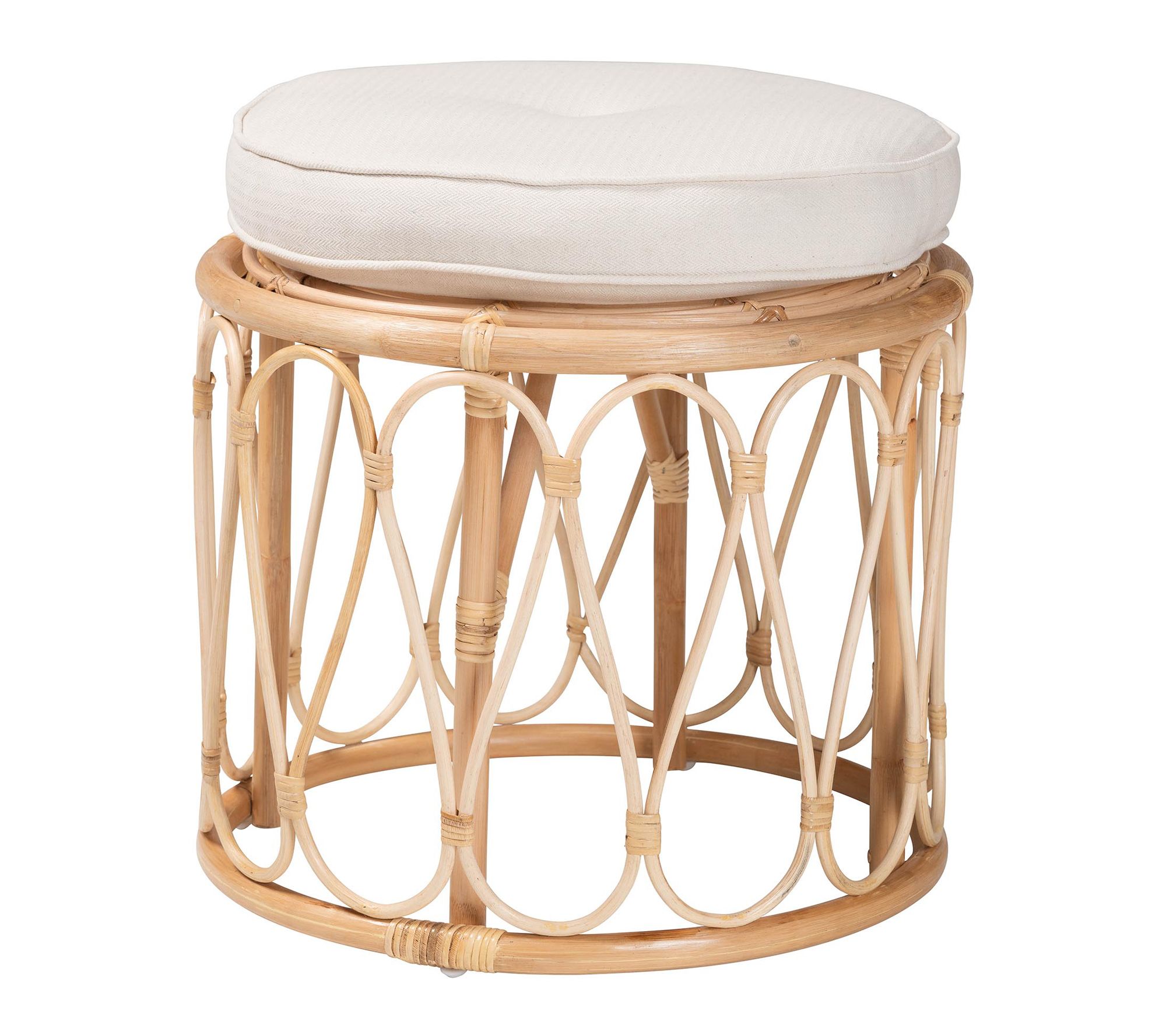 bali & pari Hachiro Natural Rattan Ottoman Footstool
