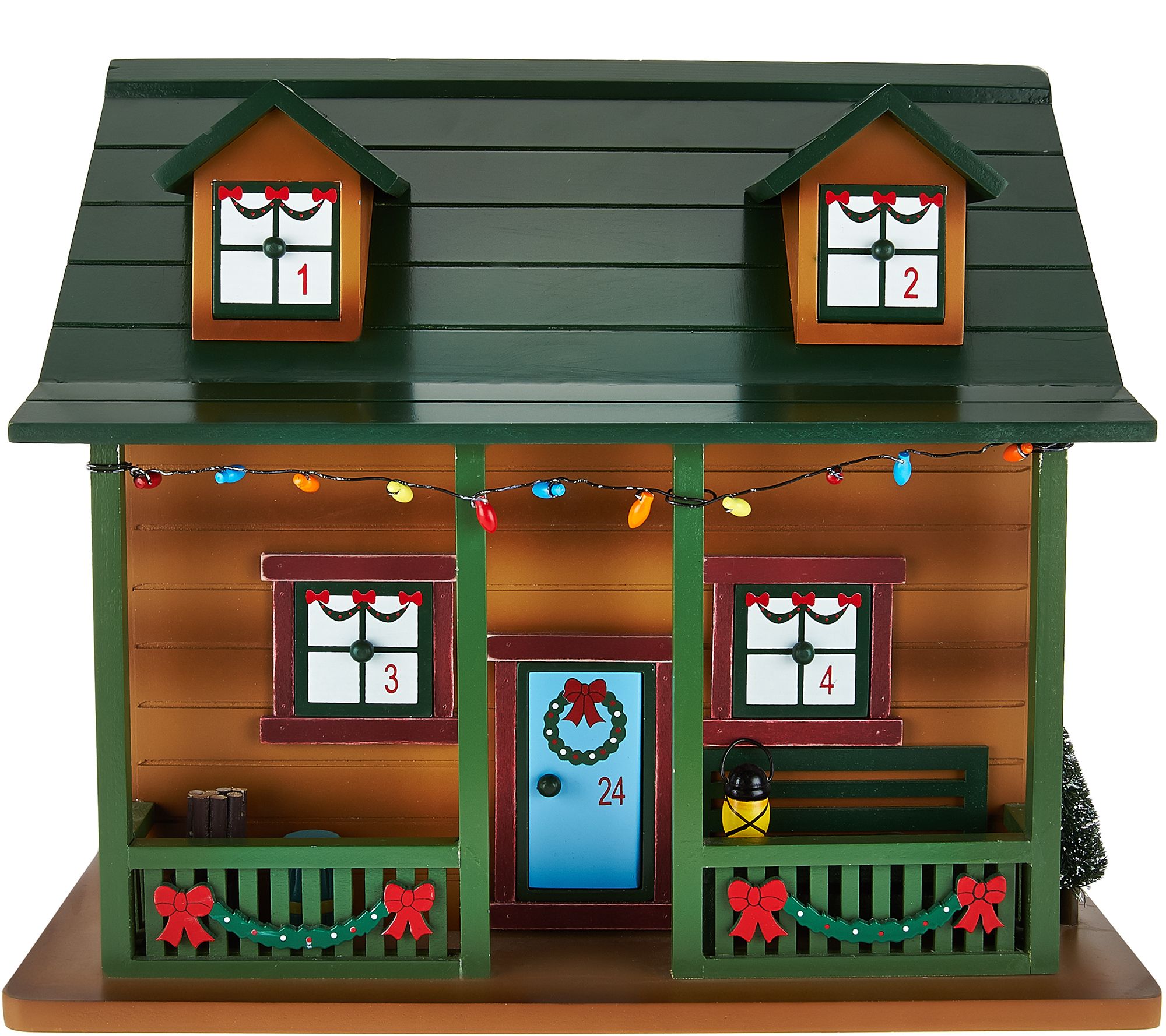 Plow and Hearth Wooden Cabin Advent Calendar with Woodland Figures ...