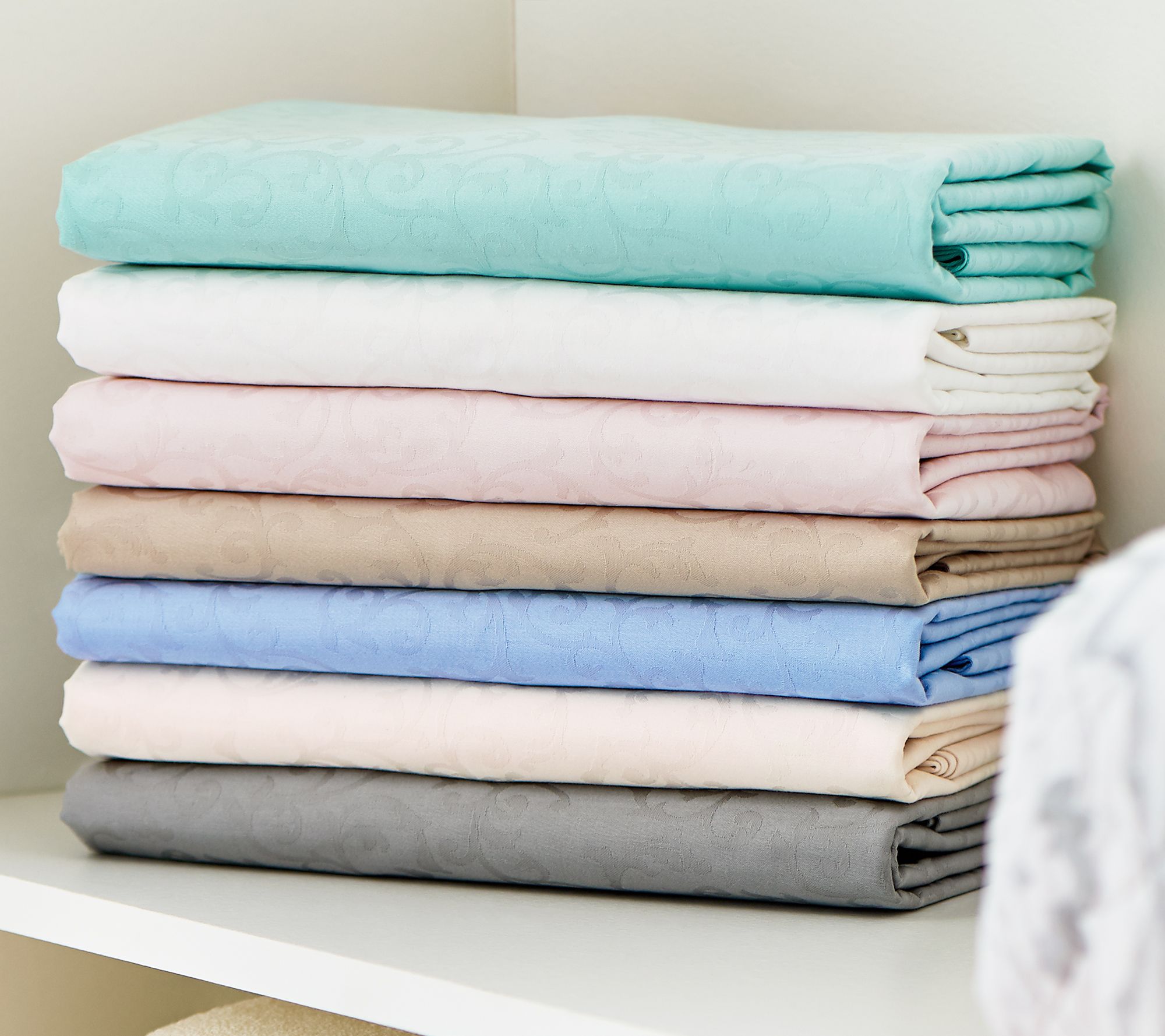 (QVC) Northern Nights 400TC 100 Cotton Jacquard Wrinkle Defense Sheet