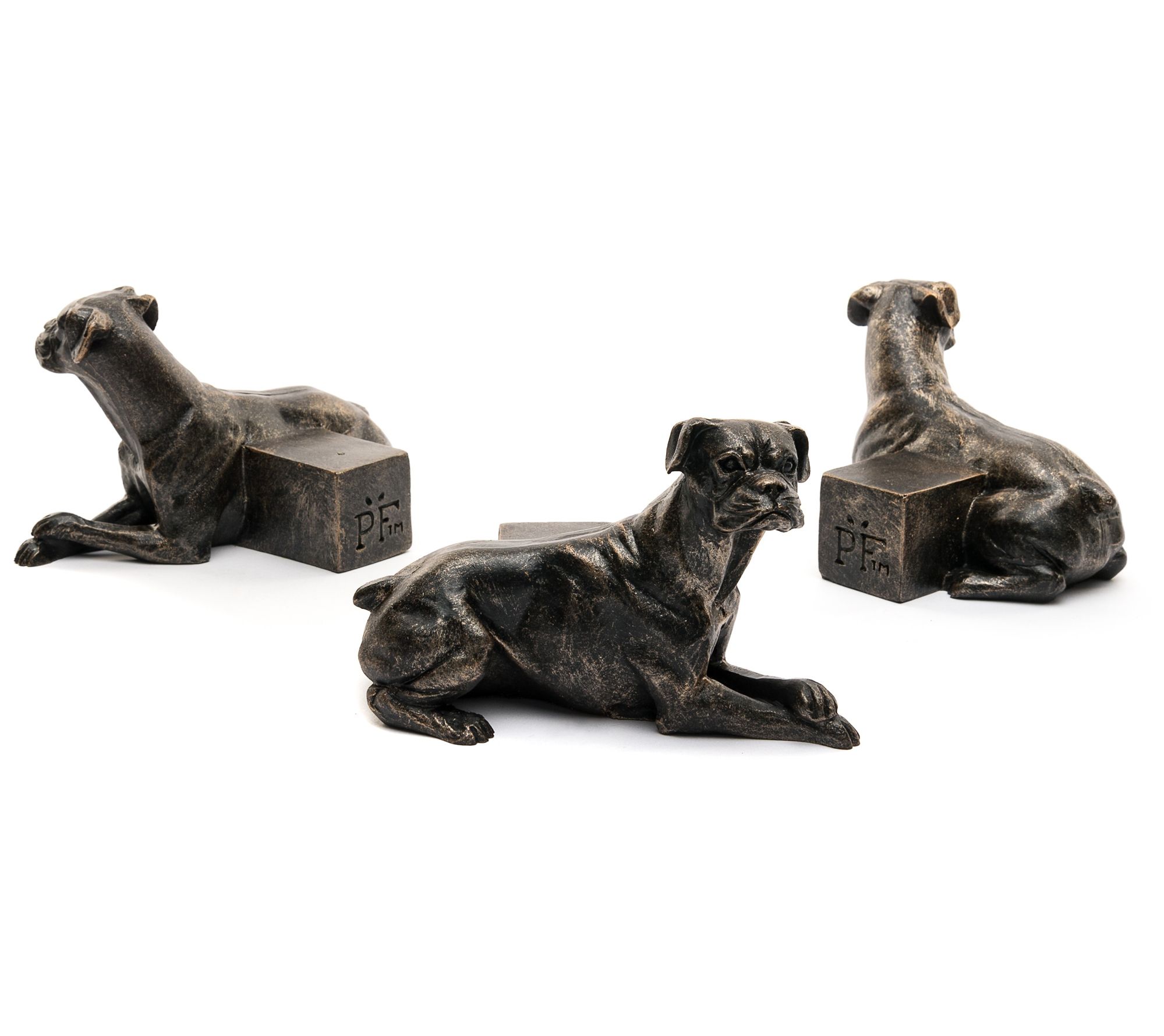 Jardinopia Potty Feet Antiqued Boxer Dog S/3 Planter Feet